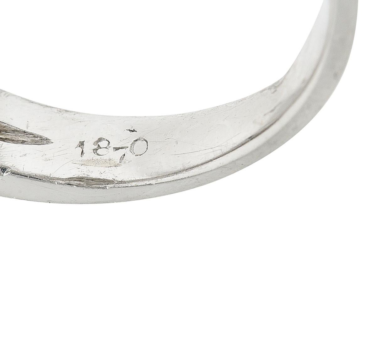 1950's Mid-Century 1.50 Carats Diamond Platinum Chevron Band Ring 2