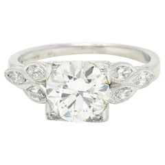 1950's Mid-Century 1.60 Carats Diamond Platinum Engagement Ring