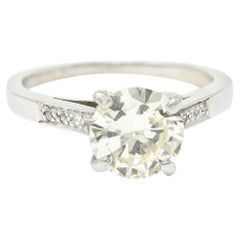 1950's Mid-Century 1.71 Ctw Diamond Platinum Engagement Ring