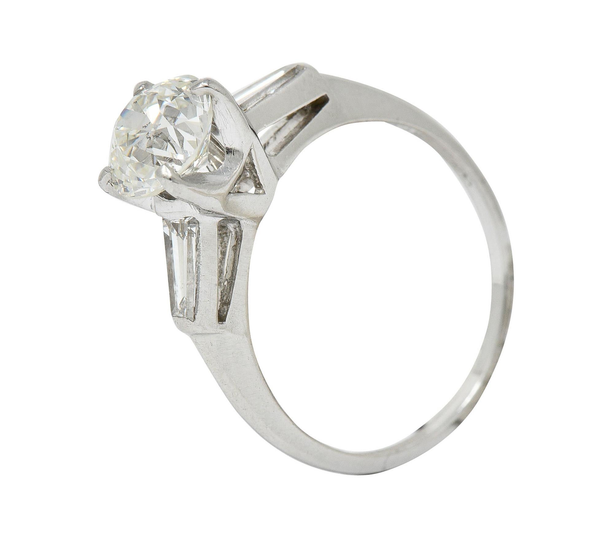 1950's Mid-Century 1.81 Carats Diamond Platinum Engagement Ring GIA For Sale 5