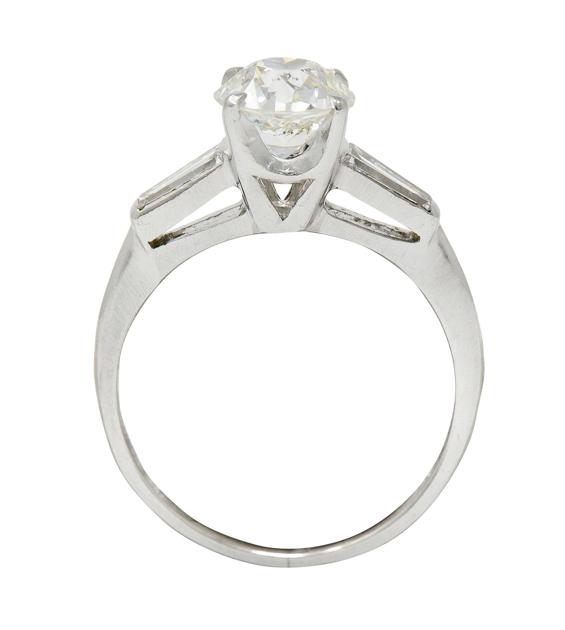 1950's Mid-Century 1.81 Carats Diamond Platinum Engagement Ring GIA For Sale 3