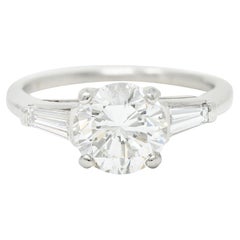 1950
s Mid-Century 1.85 Carats Diamond Platinum Engagement Ring