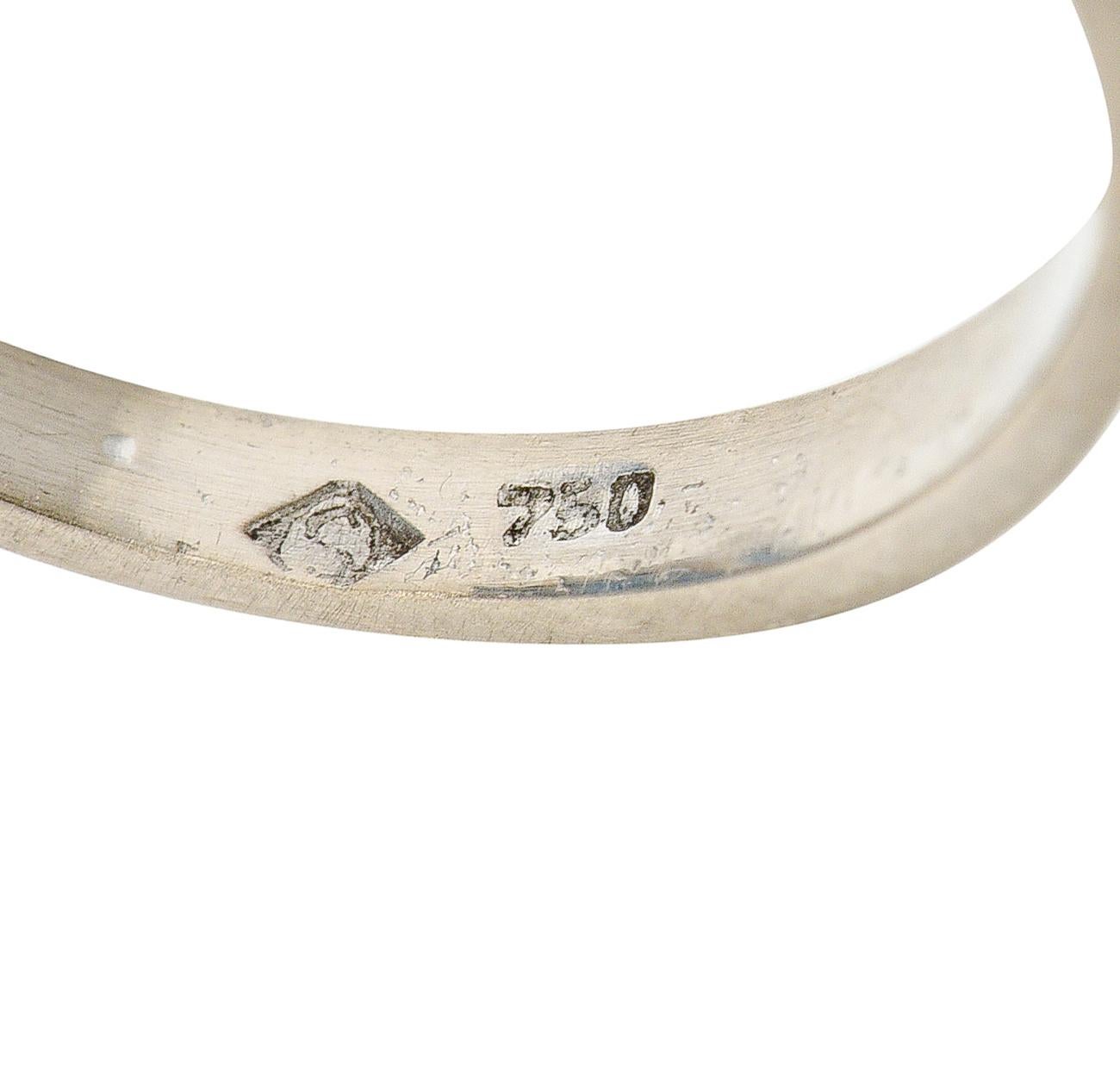 1950's Mid-Century 18.60 Carats Aquamarine Diamond 18 Karat White Gold Ring For Sale 1