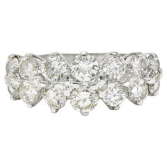 1950
s Mid-Century 2.08 Carats Diamond 14 Karat White Gold Band Ring