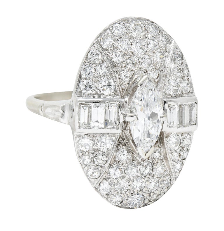 1950's Mid-Century 2.15 Carats 18 Karat White Gold Dinner Ring For Sale ...