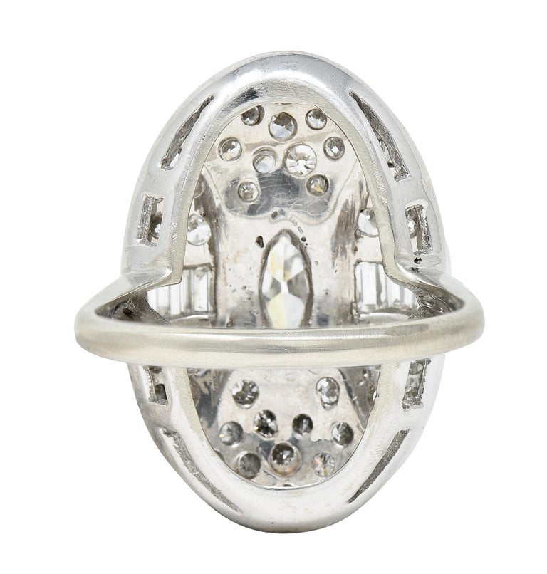Small Dinner Rings 1950's Mid-Century 2.15 Carats 18 Karat White Gold Dinner Ring For Sale ...
