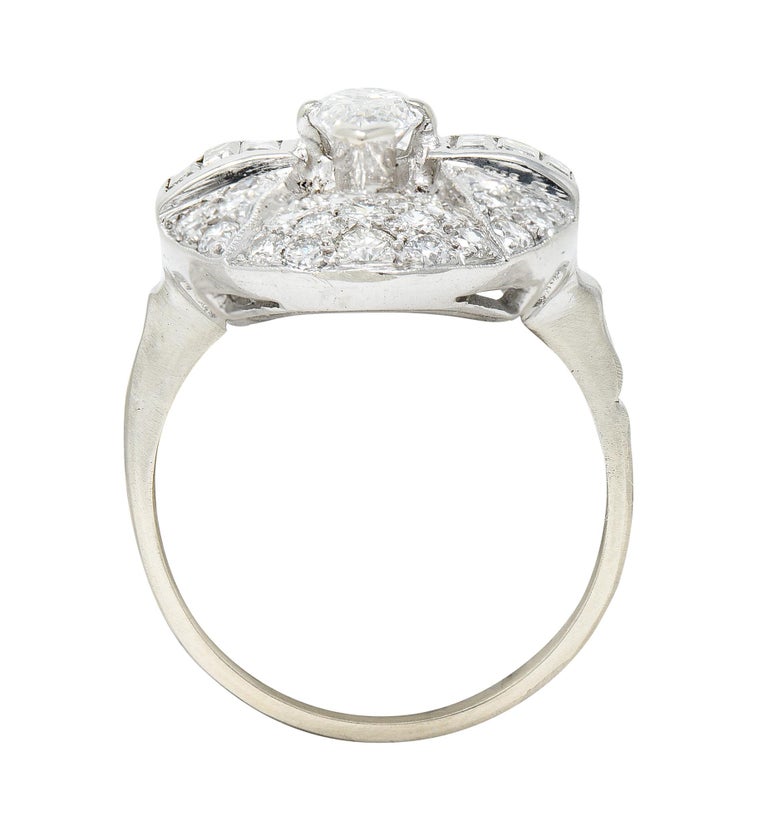 1950's Mid-Century 2.15 Carats 18 Karat White Gold Dinner Ring For Sale ...