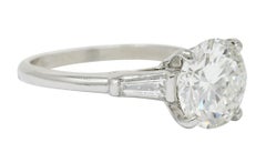 1950s Midcentury 2.62 Carat Diamond Platinum Engagement Ring GIA