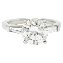 1950
s Mid-Century 2.73 Carats Diamond Platinum Engagement Ring GIA