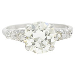 1950
s Mid-Century 2.74 Carats Diamond Platinum Engagement Ring