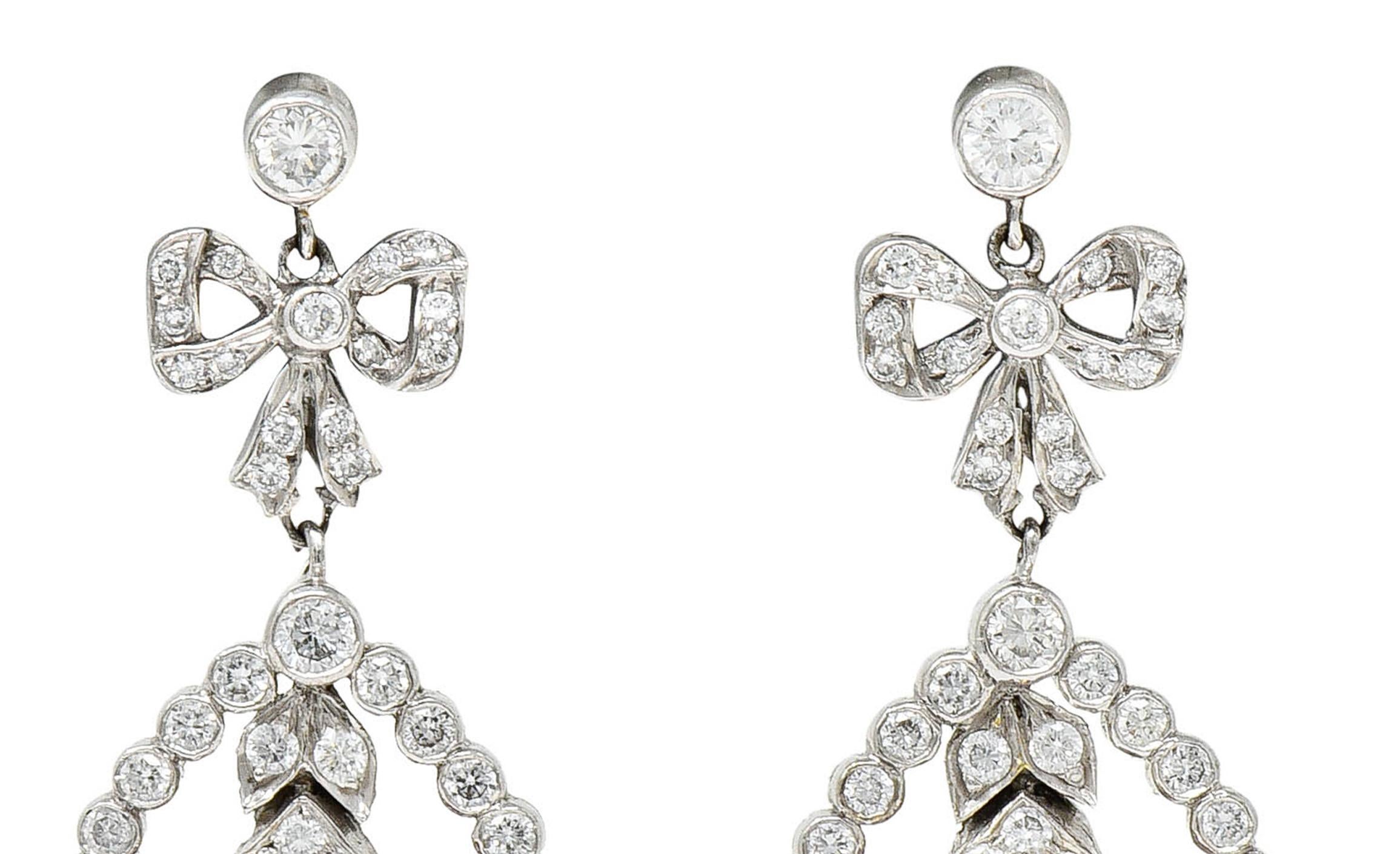 Cabochon 1950's Mid-Century 4.60 Carats Diamond Ruby 18 Karat Two-Tone Gold Drop Earrings