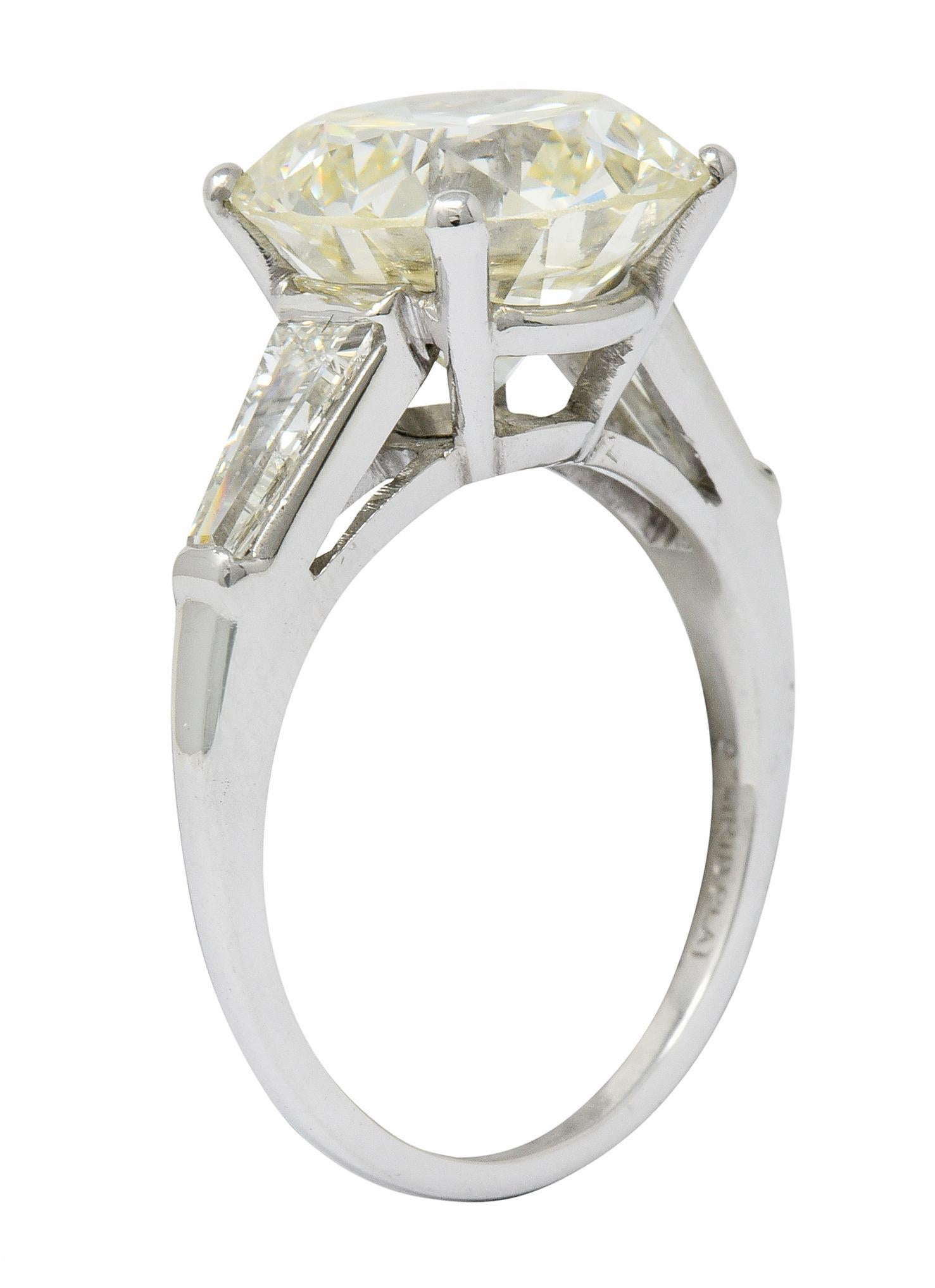 1950s Midcentury 8.23 Carat Diamond Platinum Engagement Ring GIA 5