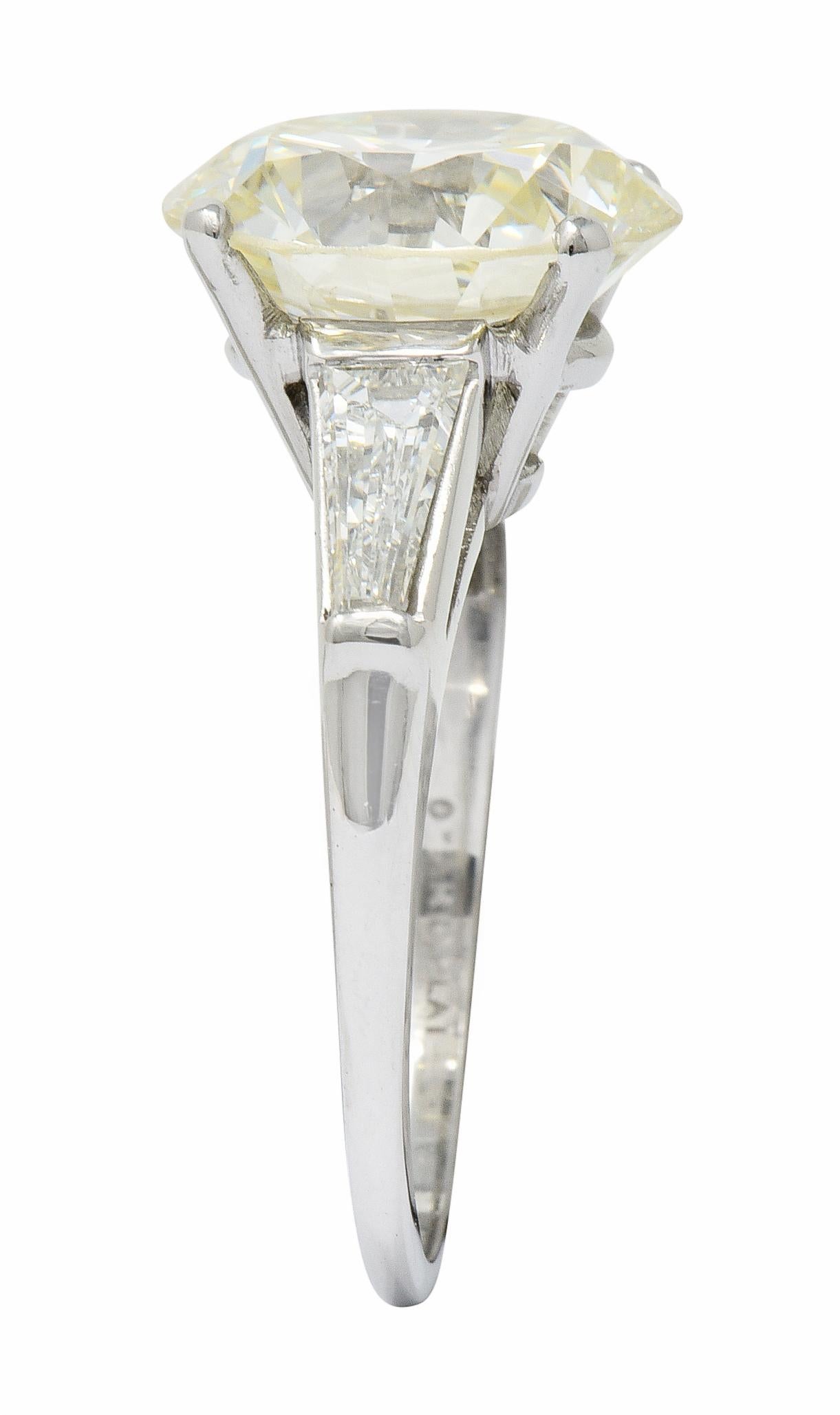 1950s Midcentury 8.23 Carat Diamond Platinum Engagement Ring GIA 6