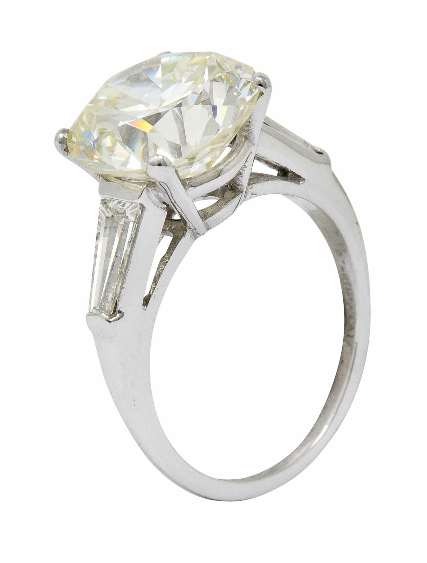 1950s Midcentury 8.23 Carat Diamond Platinum Engagement Ring GIA 7