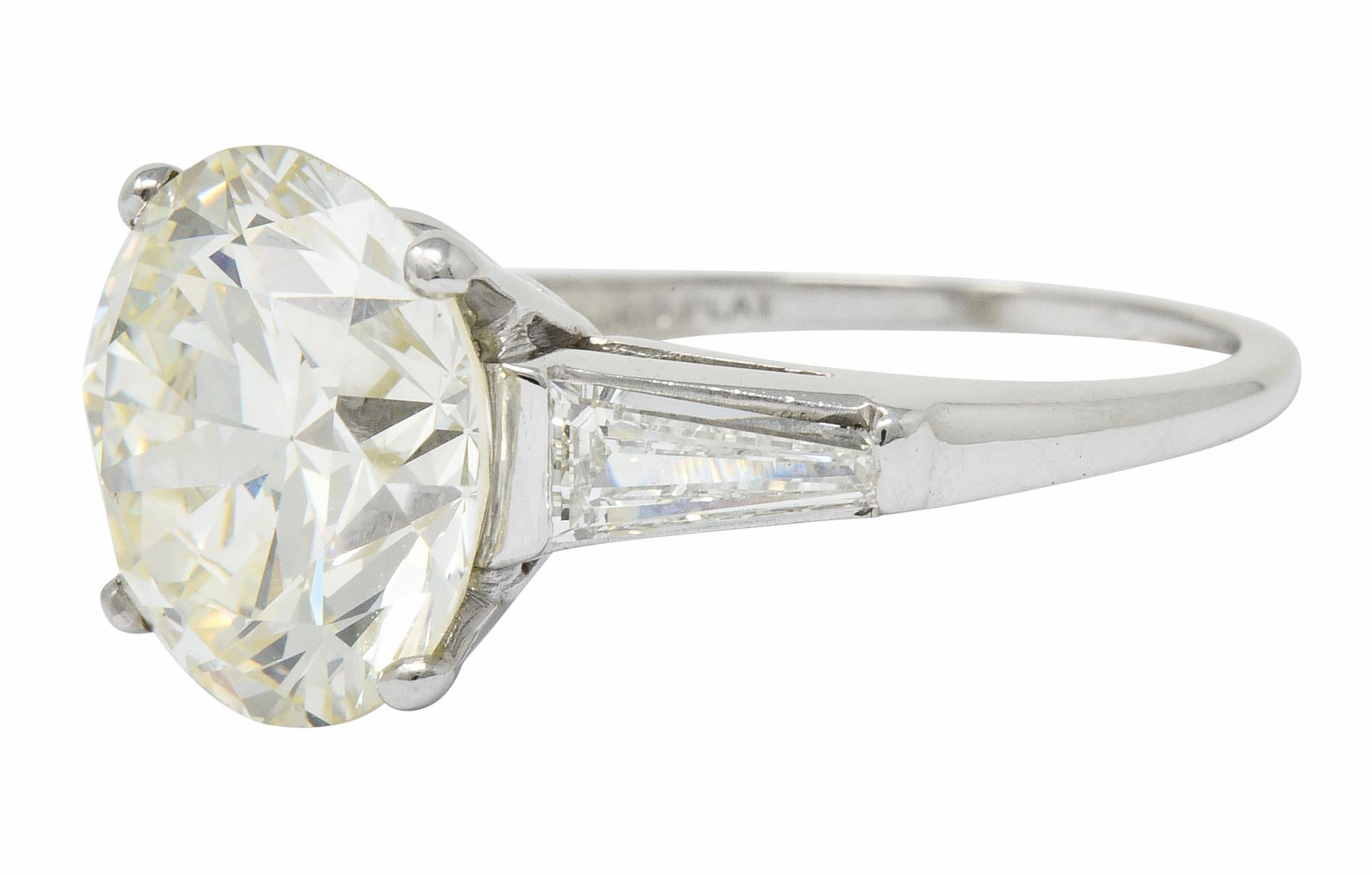 1950s Midcentury 8.23 Carat Diamond Platinum Engagement Ring GIA 2