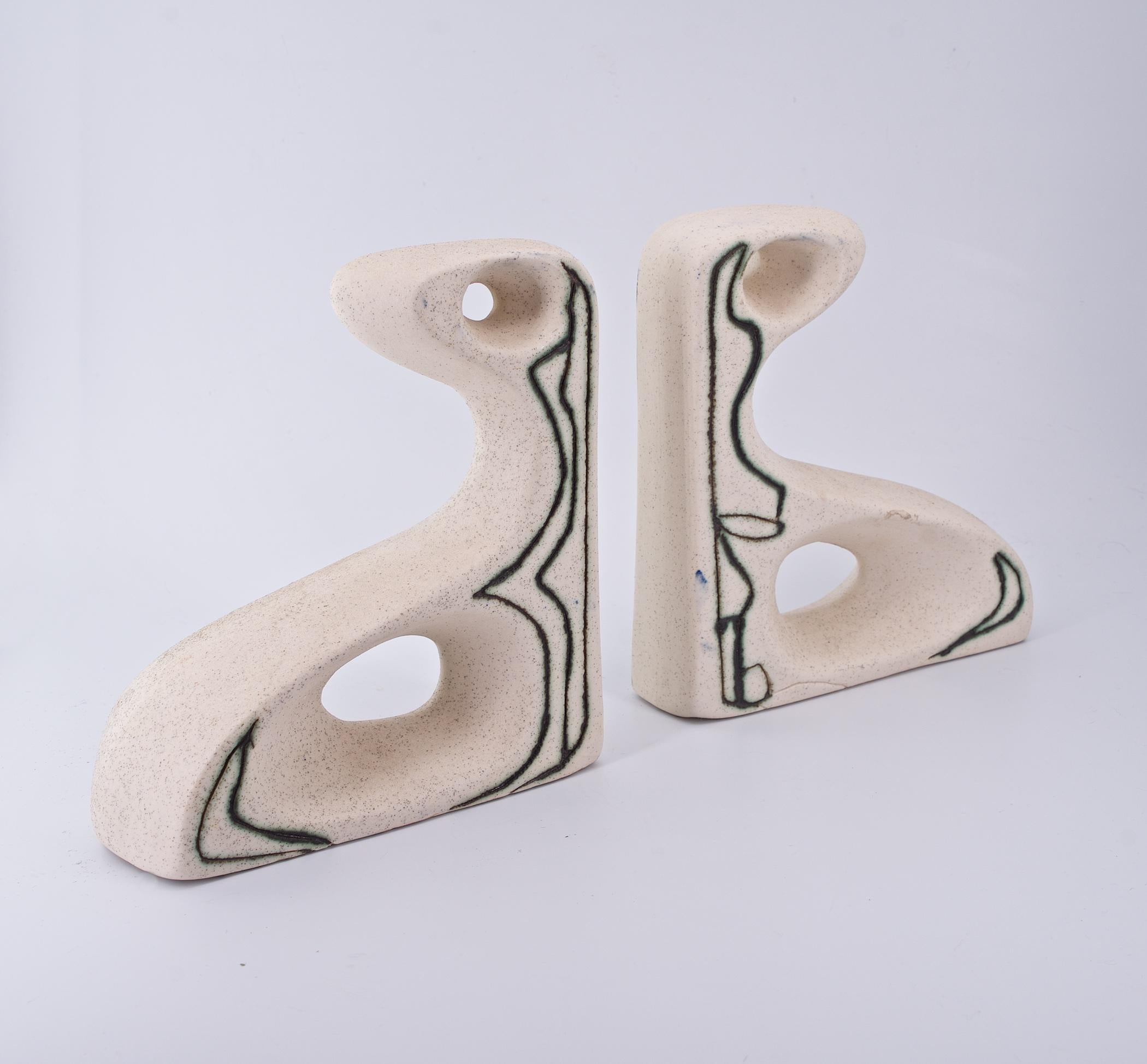 Mid-Century Modern 1950s Mid-Century Abstract Biomorphic Bookends For Sale