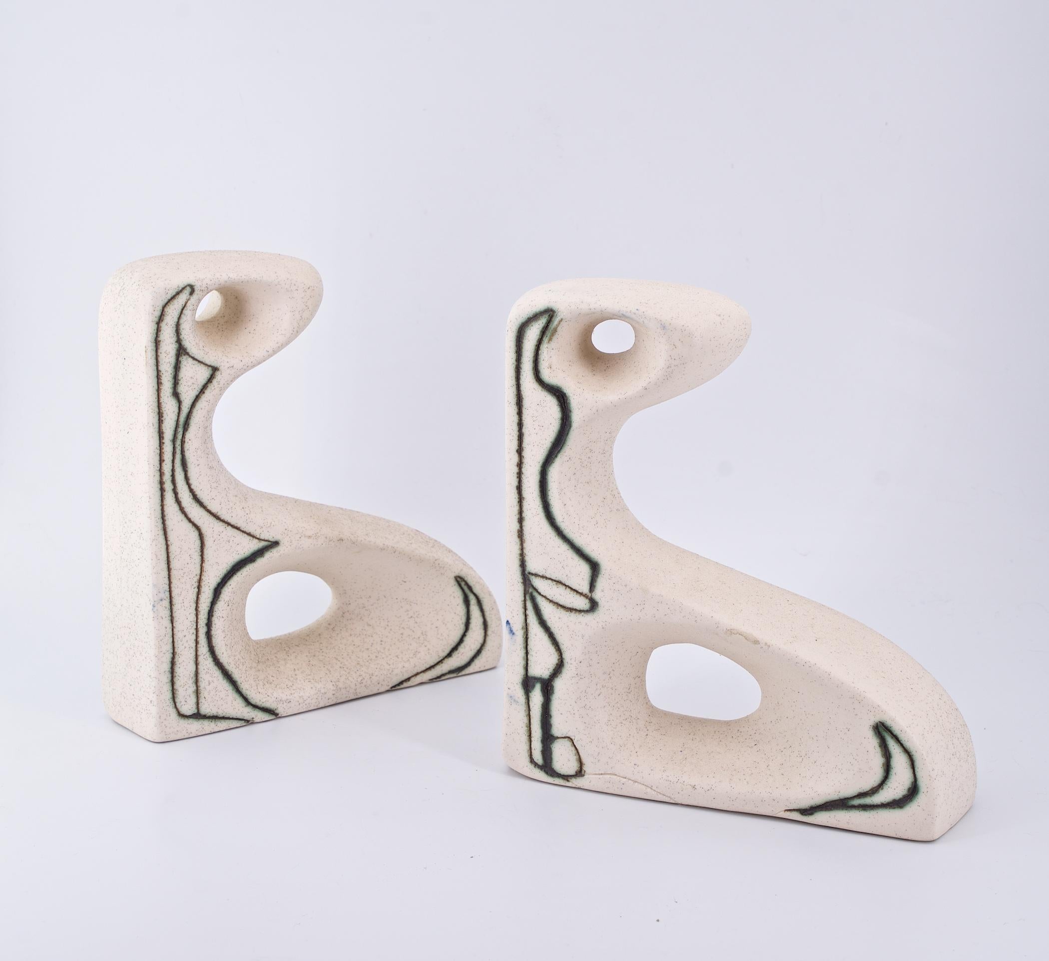 American 1950s Mid-Century Abstract Biomorphic Bookends For Sale
