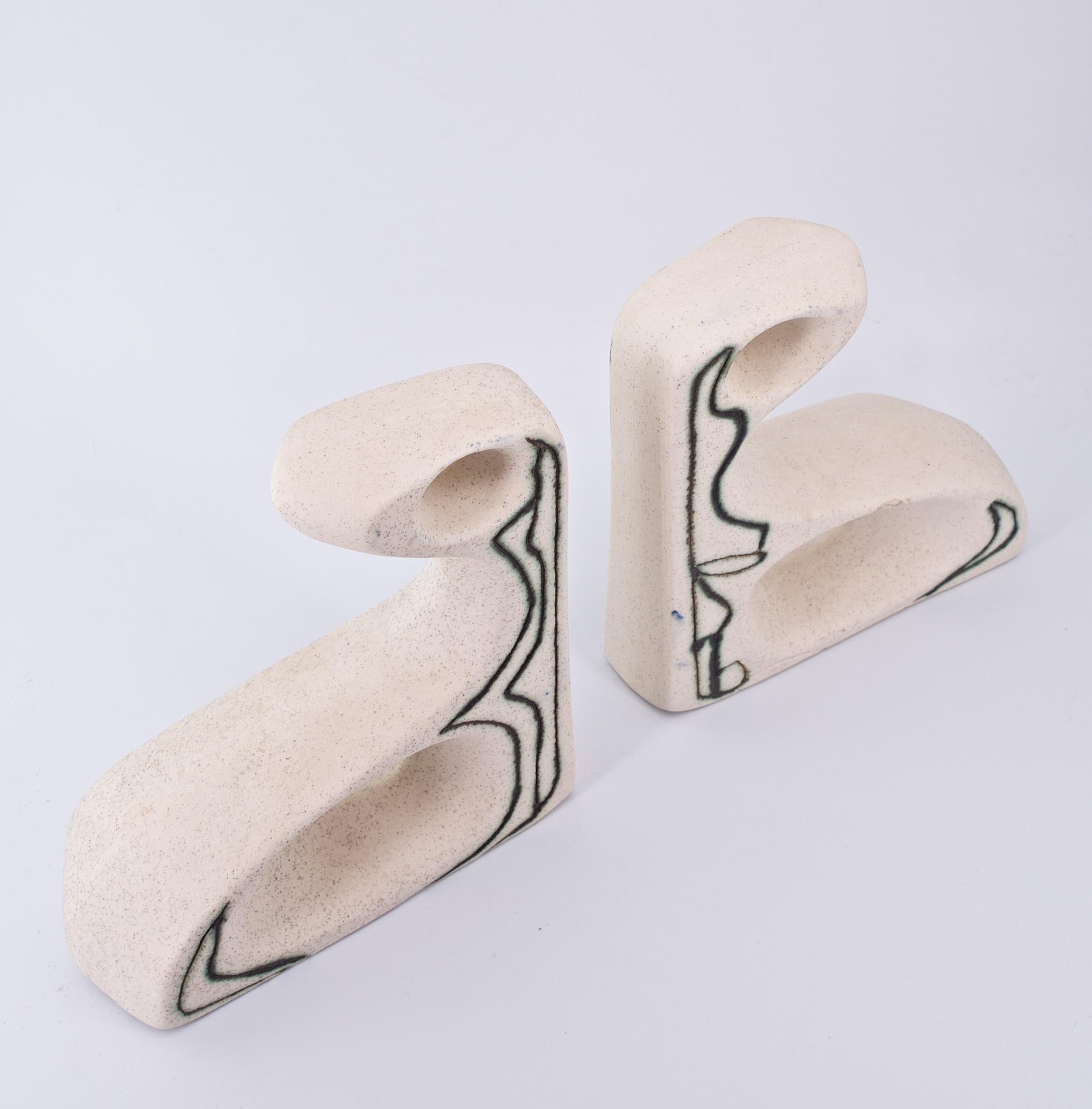 Cast 1950s Mid-Century Abstract Biomorphic Bookends For Sale