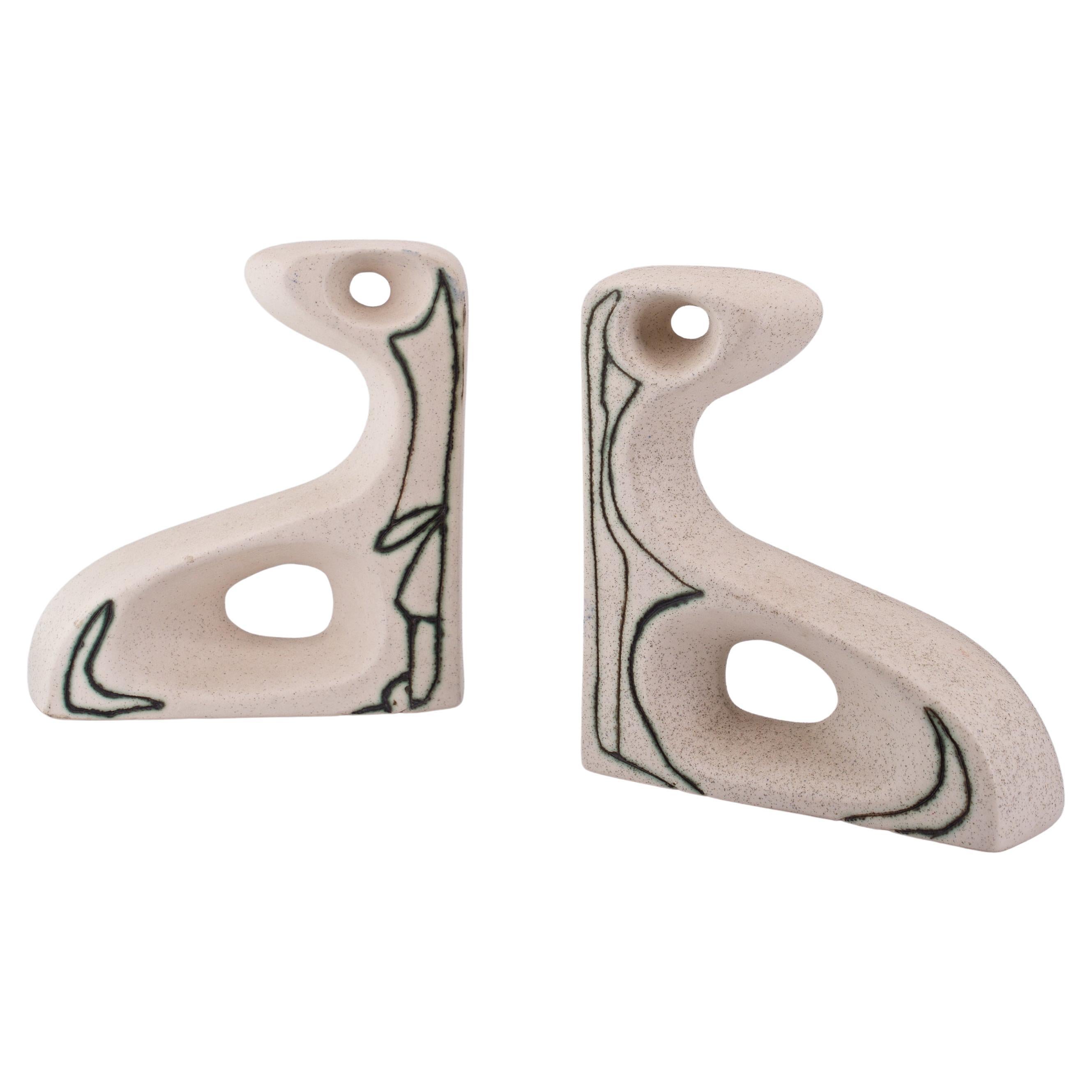 1950s Mid-Century Abstract Biomorphic Bookends For Sale