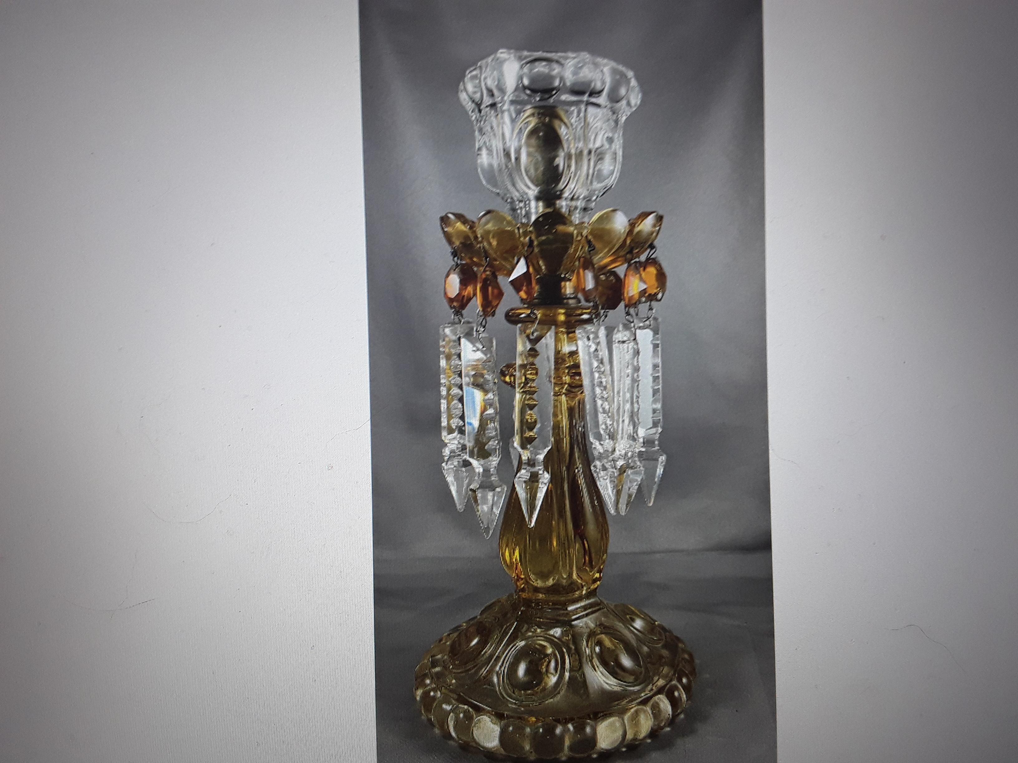 1950er Jahre Mid Century Bernstein Kristall Baccarat Frankreich Kerzenständer / Kerze Lampe im Angebot 4