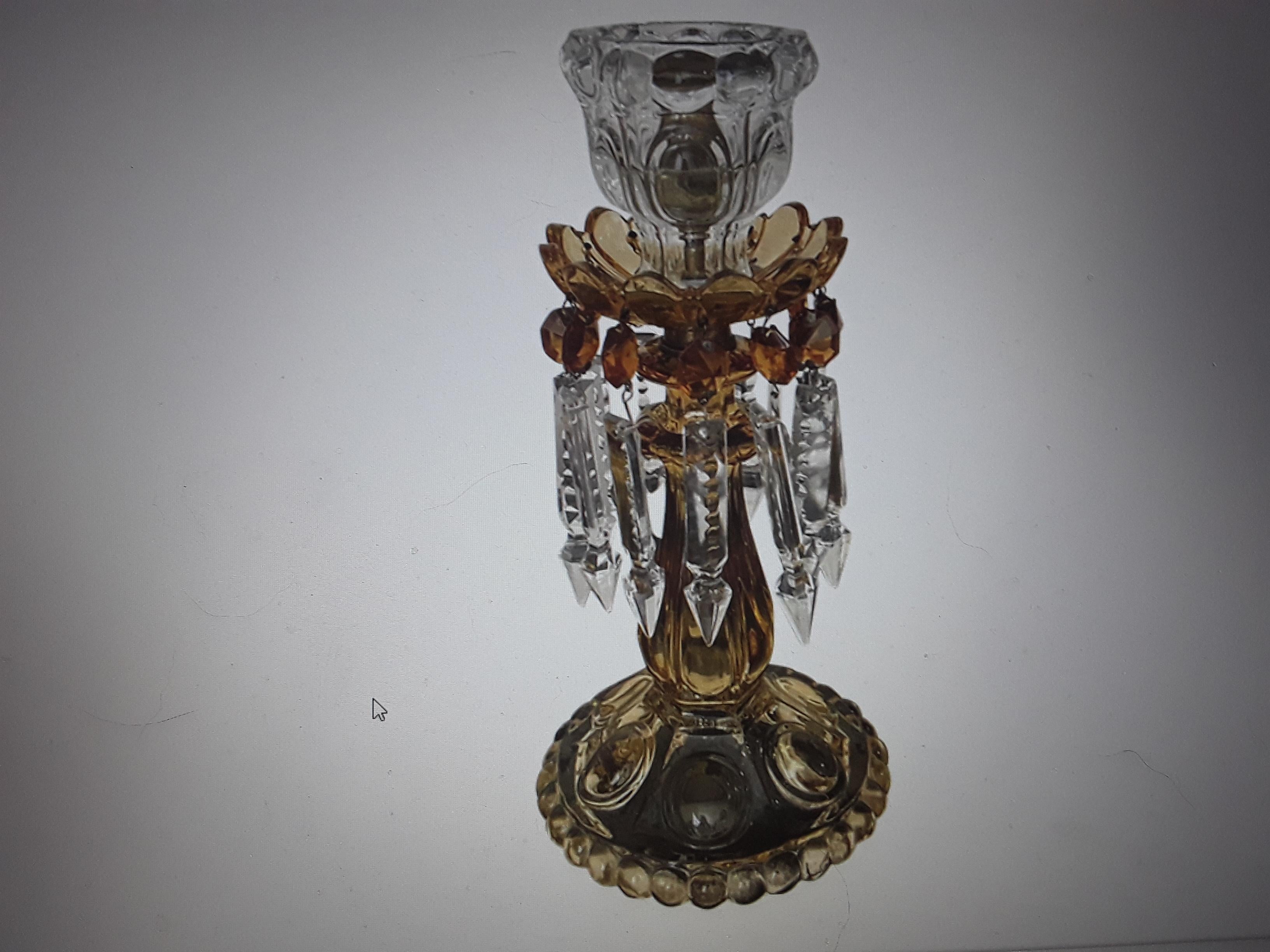 1950s Mid Century Amber Crystal Baccarat France Candle Holder/ Candle Lamp en vente 5