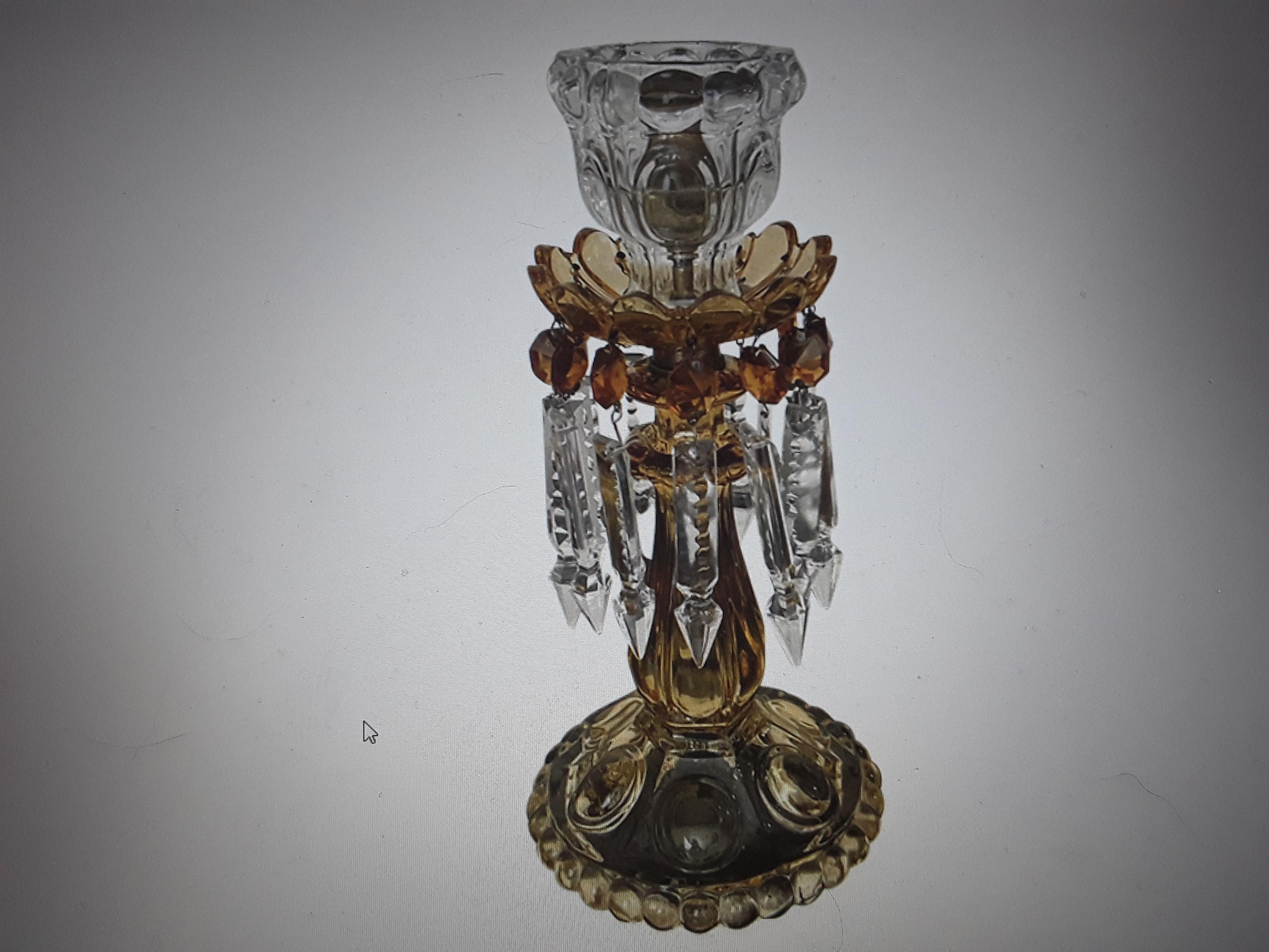 1950s Mid Century Amber Crystal Baccarat France Candle Holder/ Candle Lamp For Sale 7