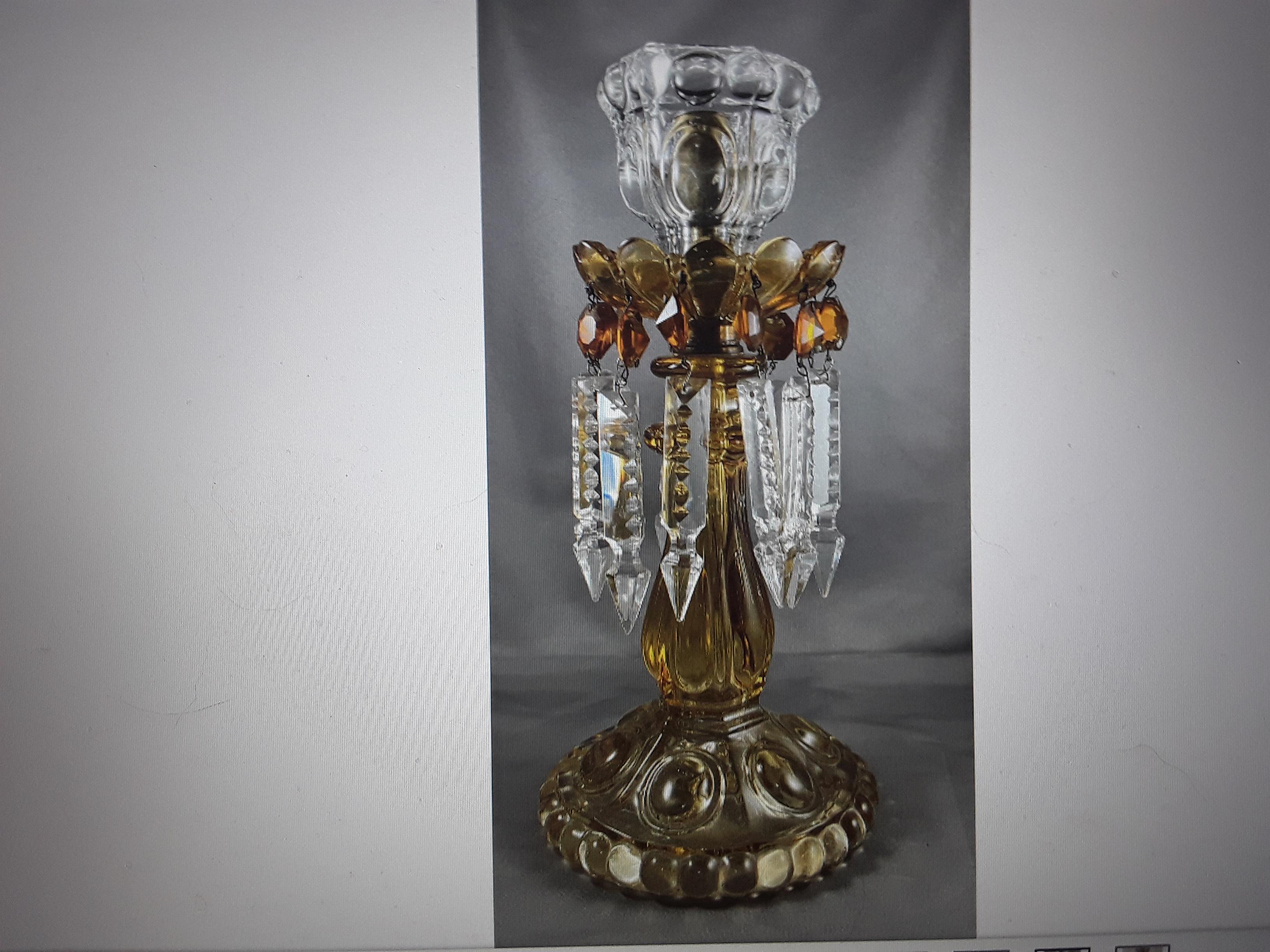 Mid-Century Modern 1950s Mid Century Amber Crystal Baccarat France Candle Holder/ Candle Lamp en vente