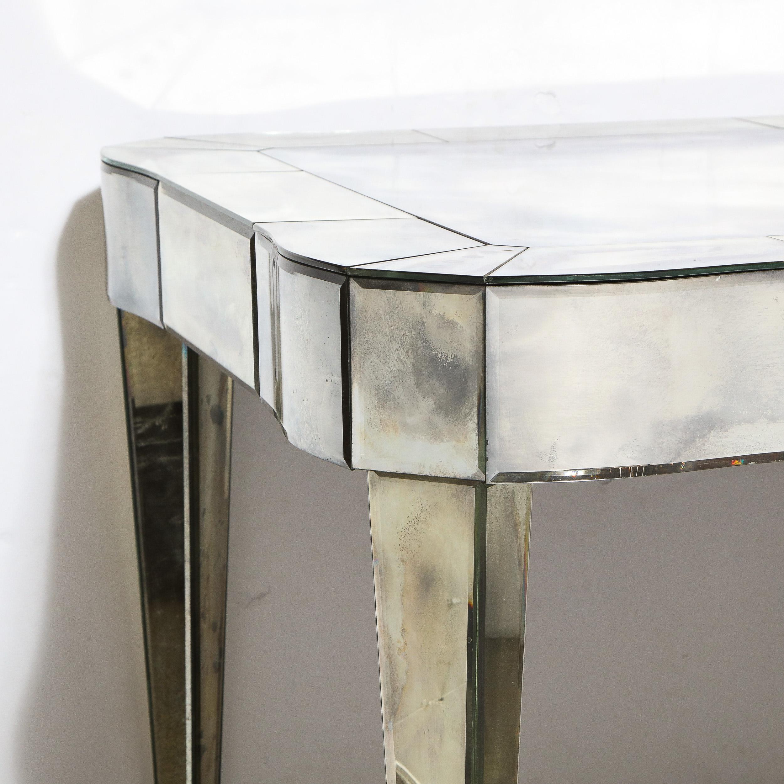 Mid-20th Century 1950s Mid-Century American Glamorous Smokey Mirrored Center Hall / Game Table For Sale