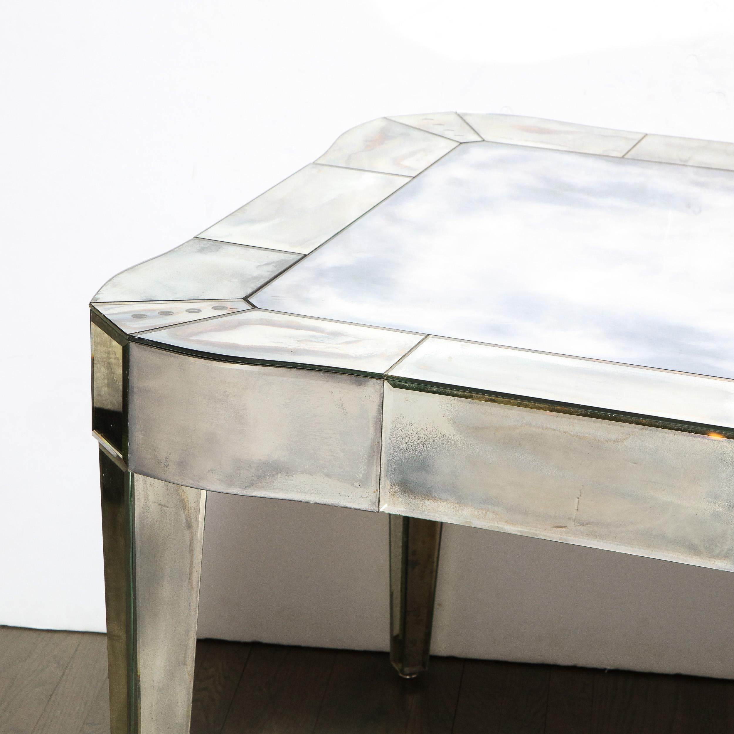 1950s Mid-Century American Glamorous Smokey Mirrored Center Hall / Game Table For Sale 1