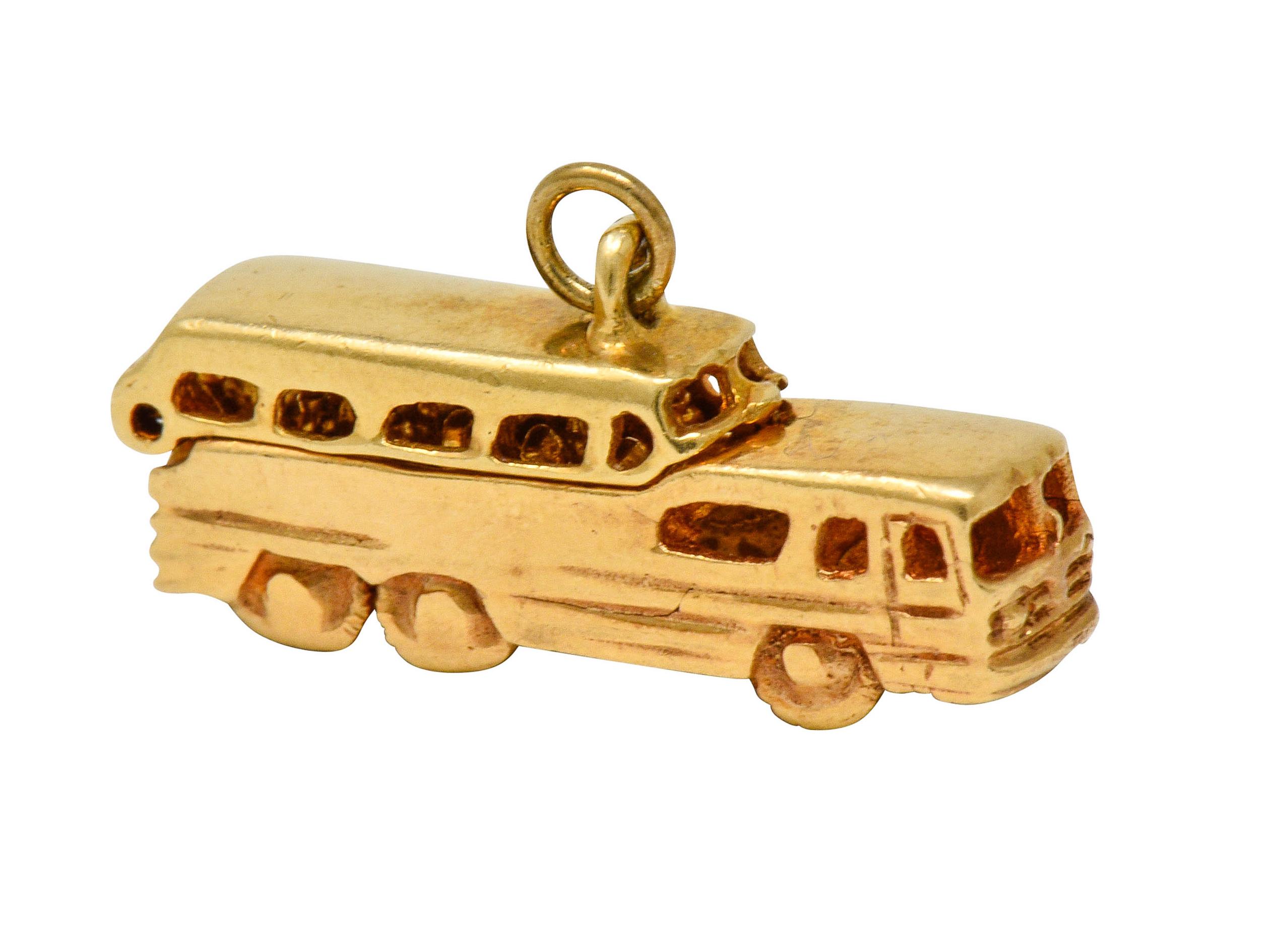 1950s Midcentury Articulated 14 Karat Gold Scenicruiser Greyhound Bus Charm For Sale 2