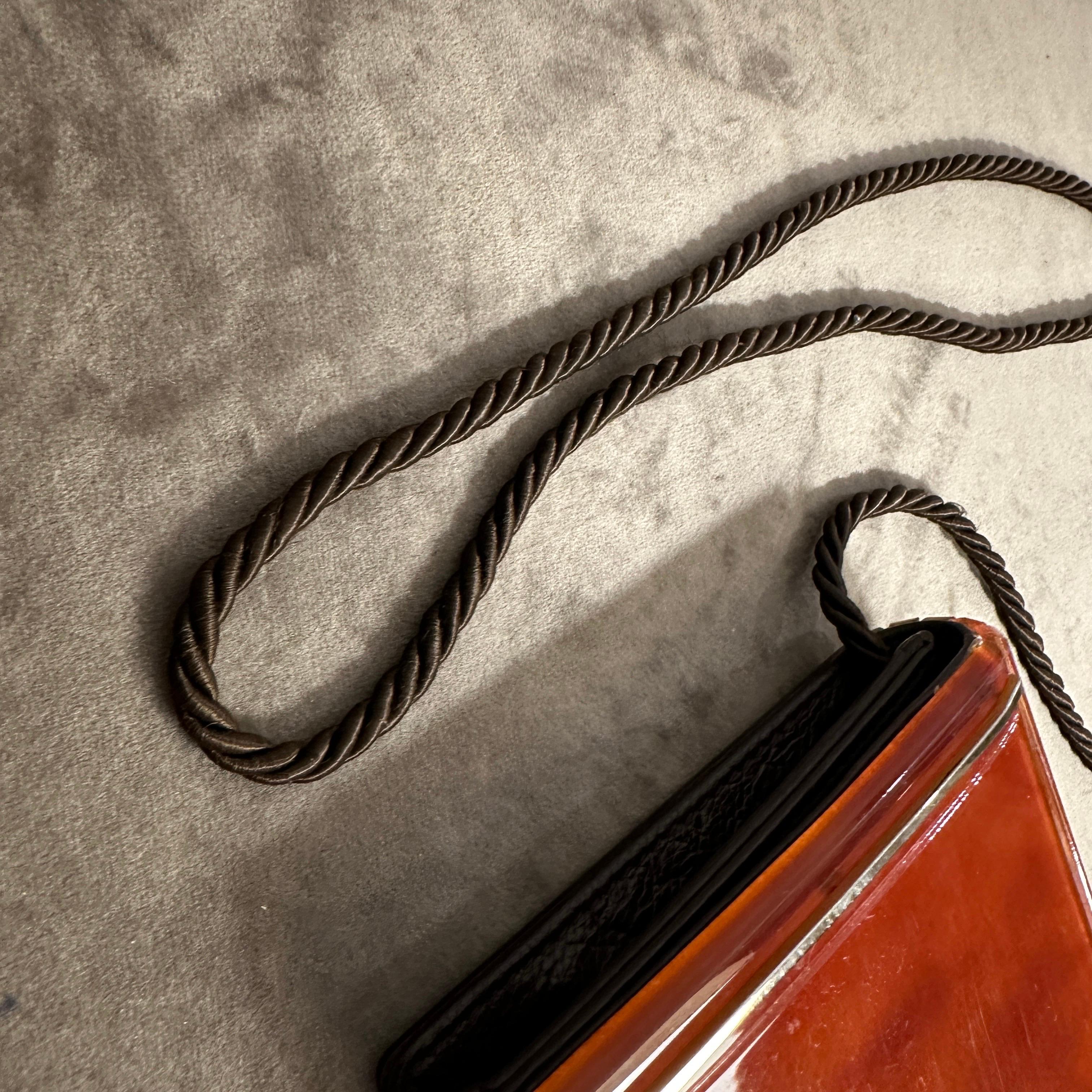 1950s Mid-Century Bakelite and Brass Italian Shoulder Mini Bag For Sale 6