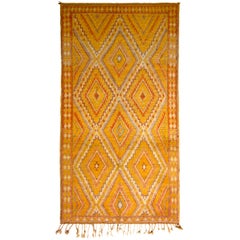 1950s Midcentury Berber Rug Gold Diamond Pattern Moroccan Rug by Rug & Kilim