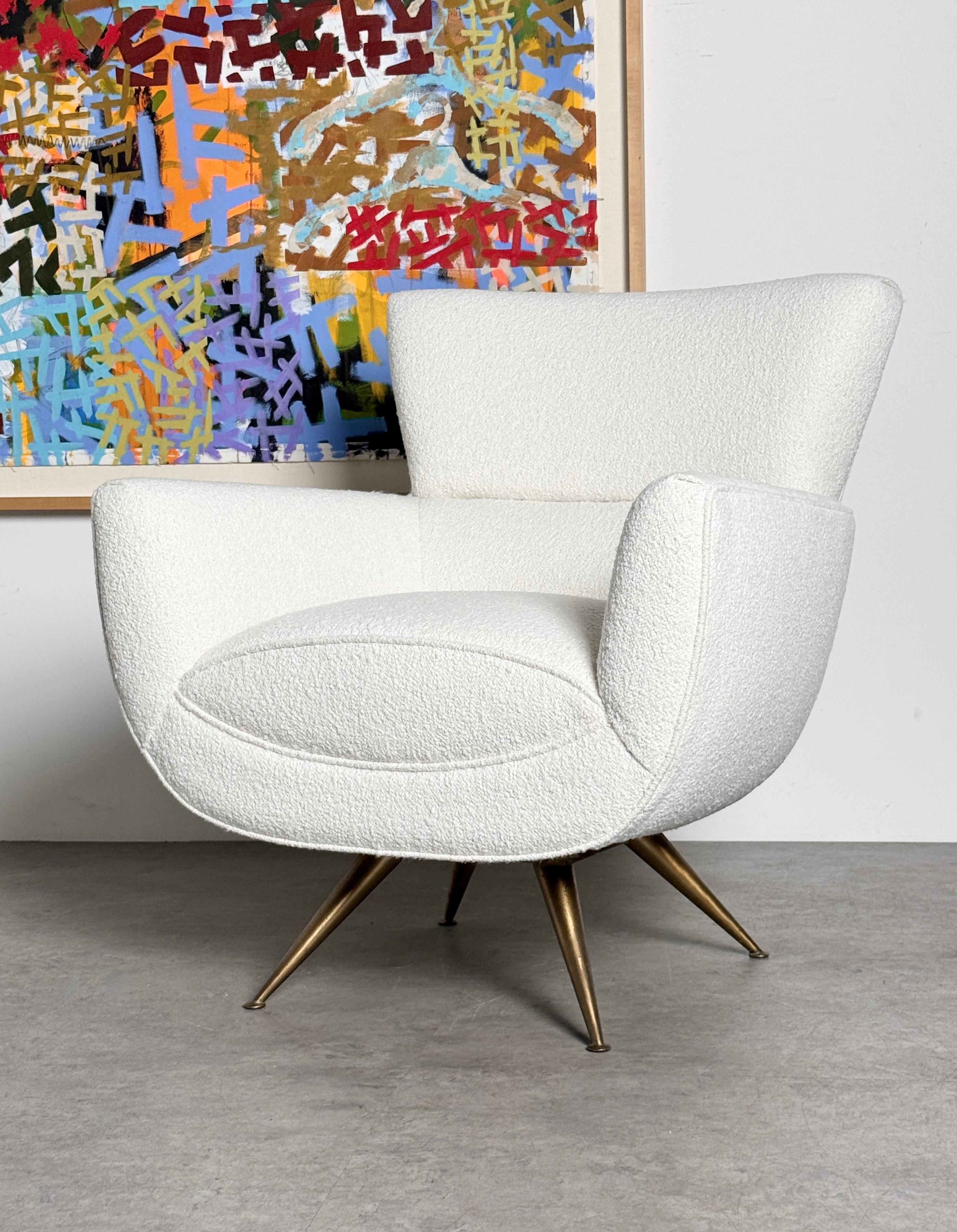 Mid-Century Modern 1950's Mid Century Brass Leg Swivel Lounge Chair by Henry P Glass for Chase For Sale