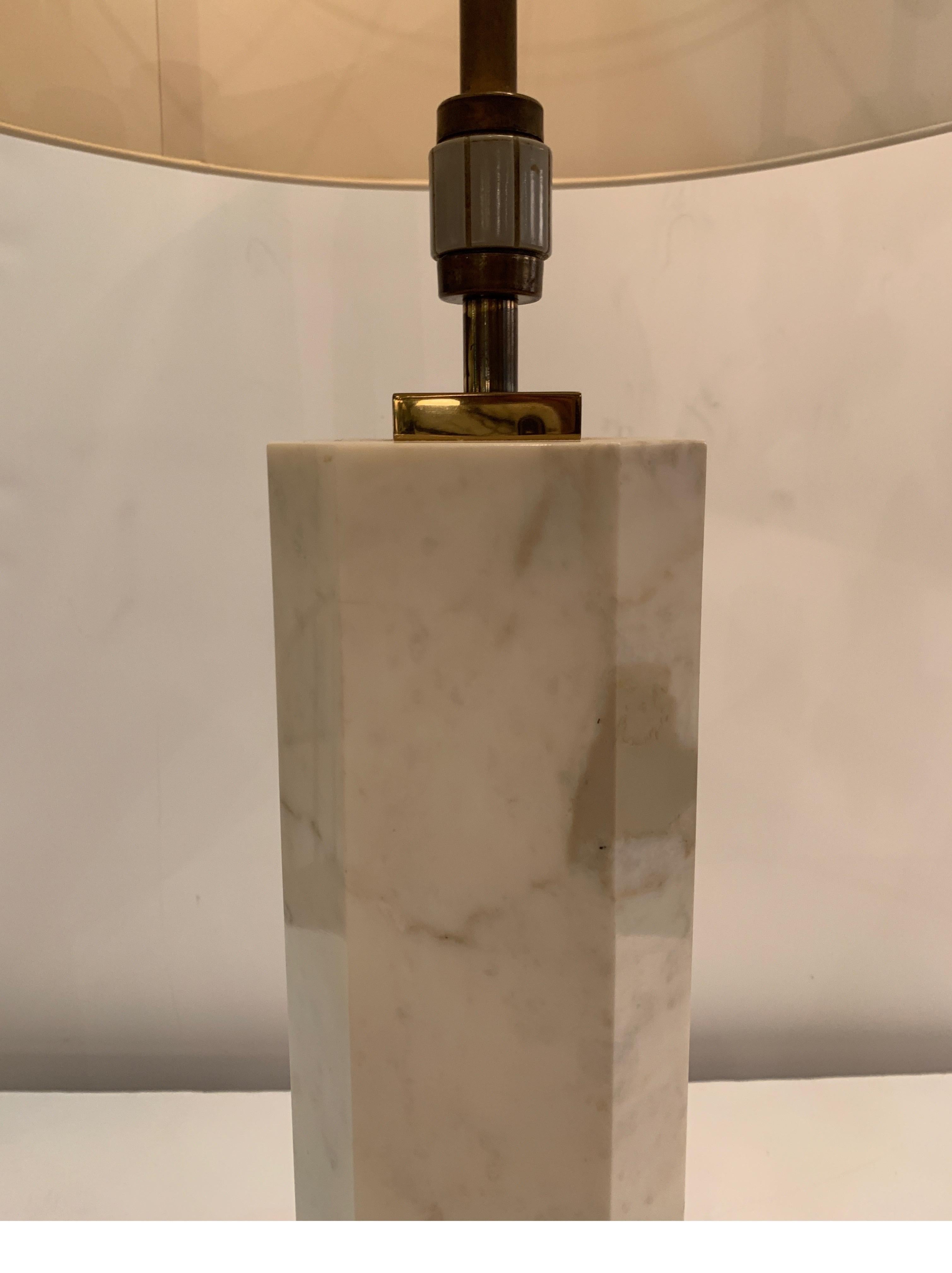 20th Century 1950s Midcentury Carrara Marble and Brass Table Lamp by Walter Von Nessen