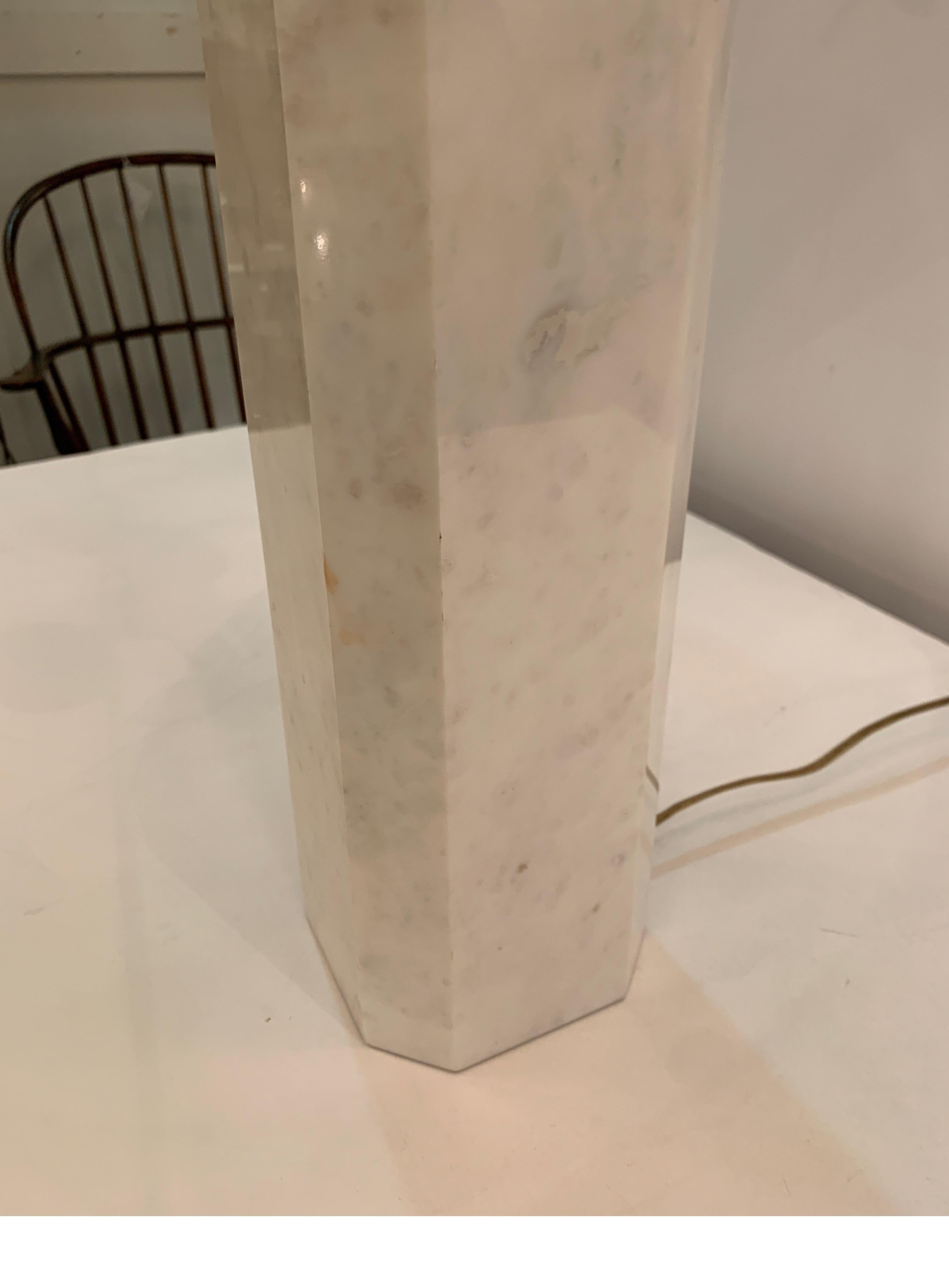 1950s Midcentury Carrara Marble and Brass Table Lamp by Walter Von Nessen 2