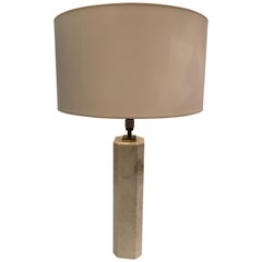 1950s Midcentury Carrara Marble and Brass Table Lamp by Walter Von Nessen