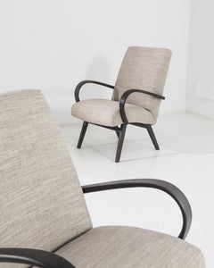 1950s Mid-Century Czech Beige Bentwood Armchairs, a Pair