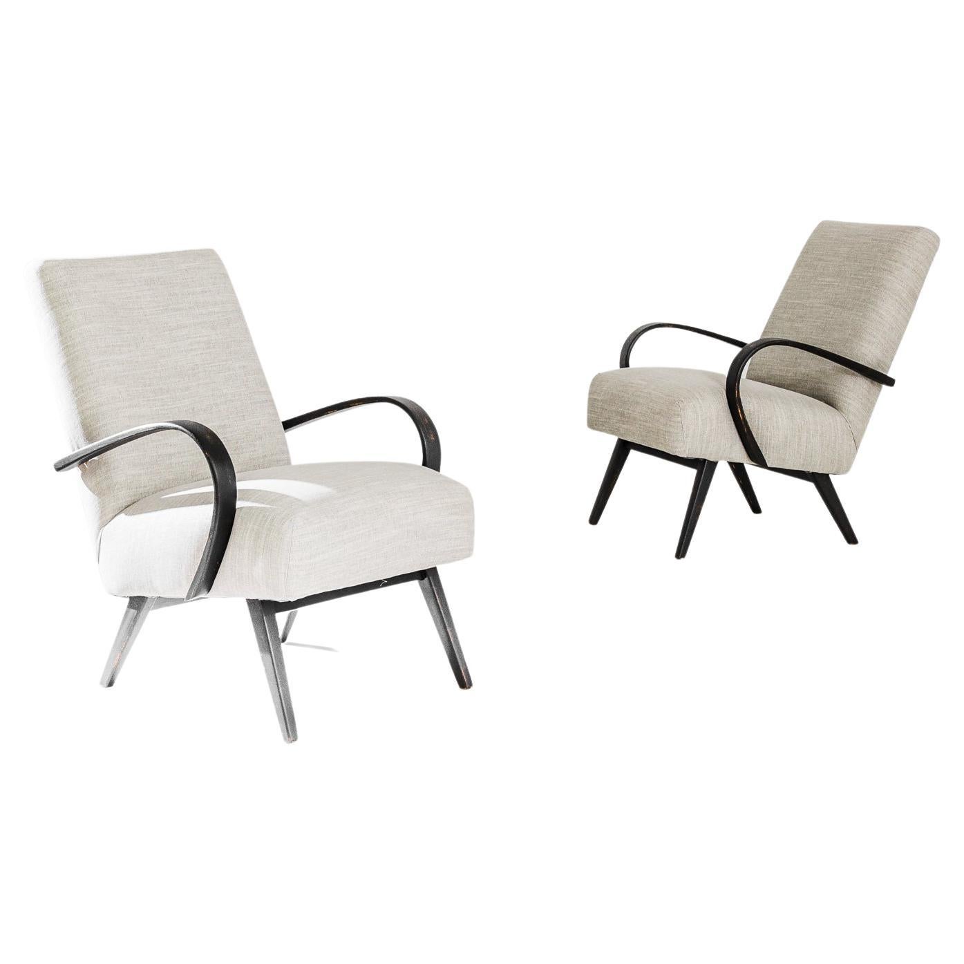 1950s MidCentury Czech Bentwood Armchairs, a Pair For Sale at 1stDibs