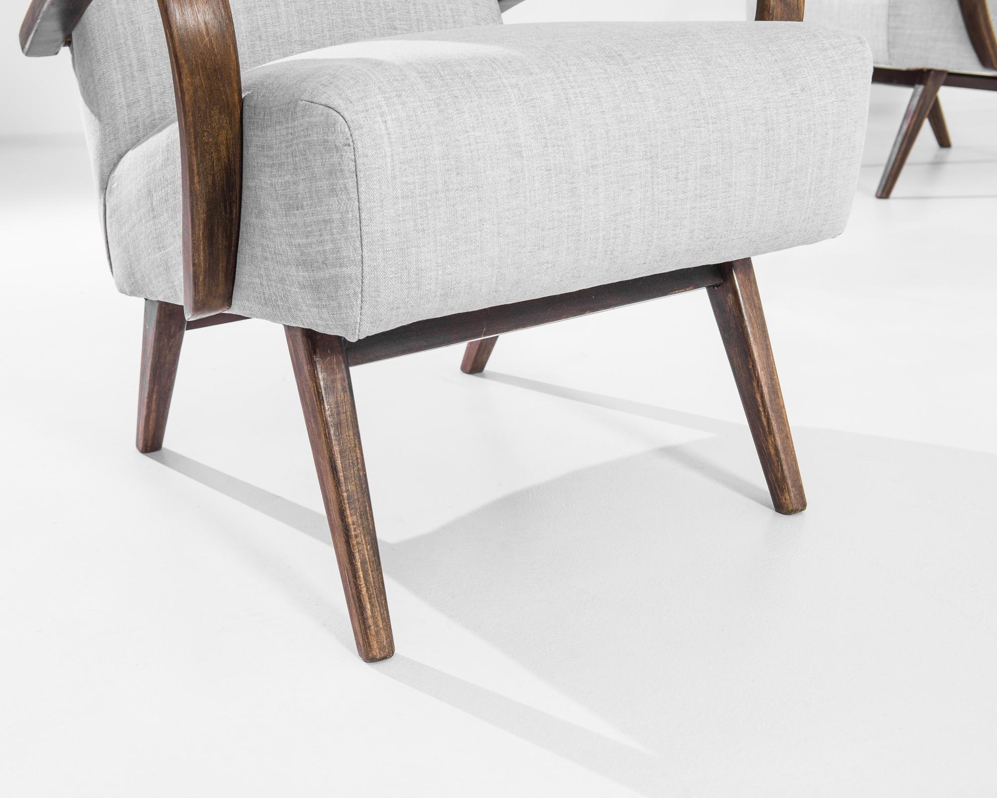 Fabric 1950s Mid-Century Czech Bentwood Armchairs, a Pair For Sale