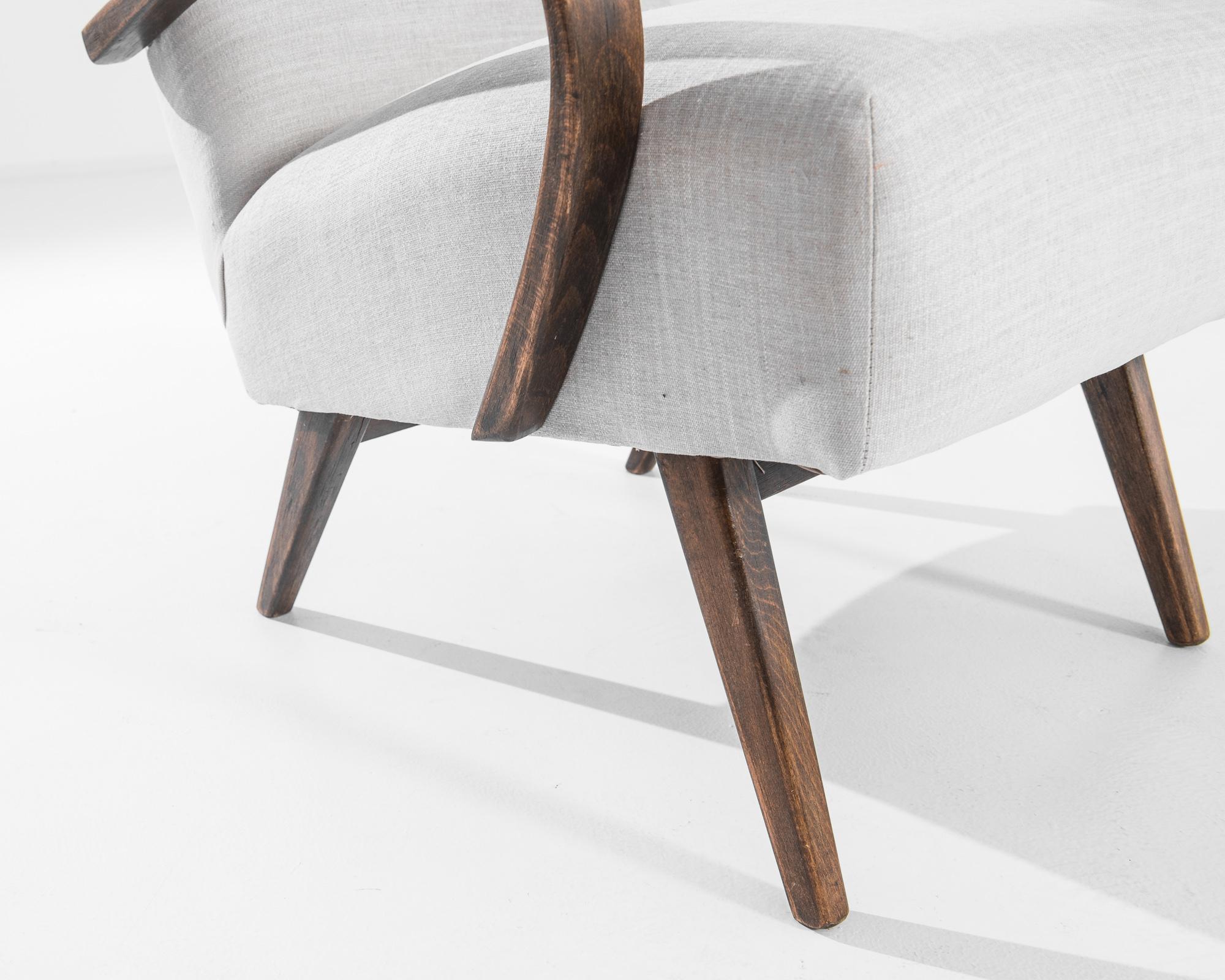 Fabric 1950s Mid-Century Czech Bentwood Armchairs, a Pair