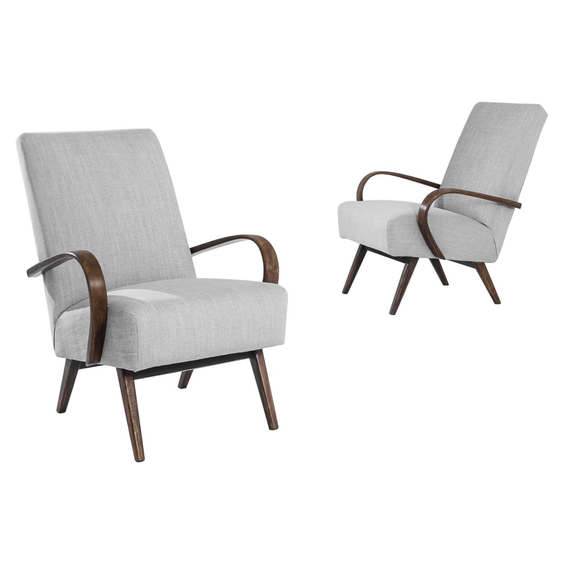 1950s Mid-Century Czech Bentwood Armchairs, a Pair