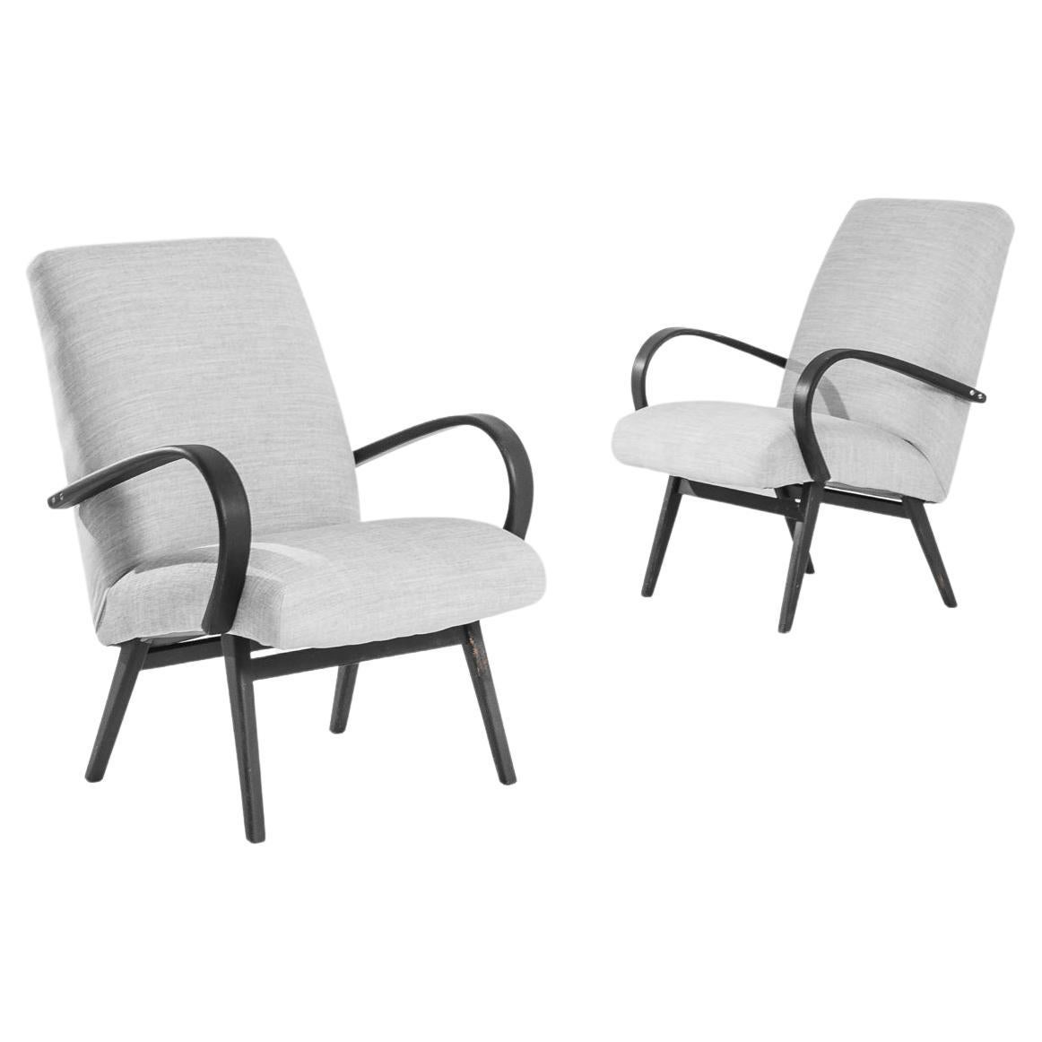 1950s Mid-Century Czech Bentwood Armchairs, A Pair For Sale