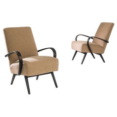 1950s Mid-Century Czech Brown Bentwood Armchairs, A Pair