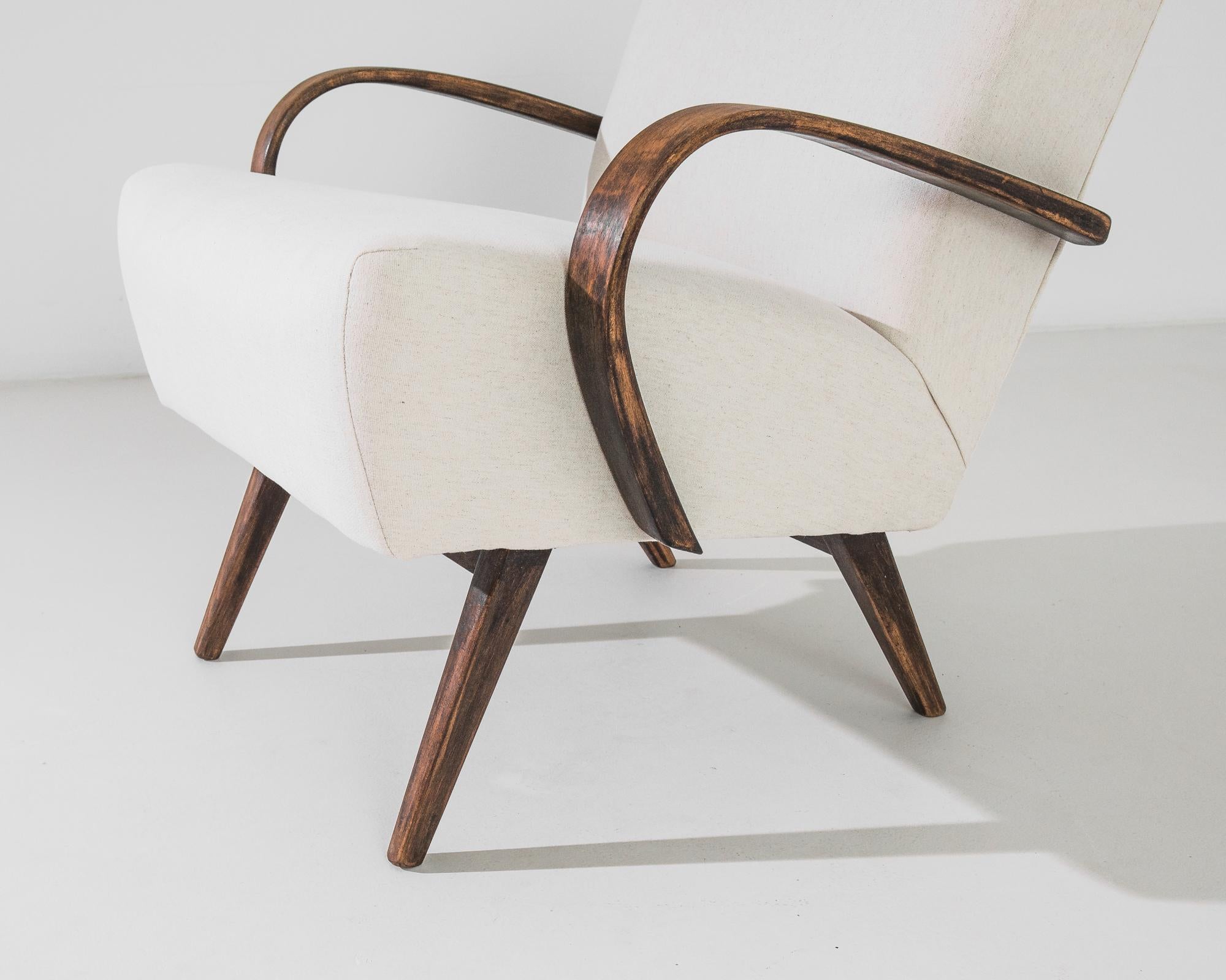 Mid-20th Century 1950s Mid-Century Czech White Bentwood Armchairs, a Pair