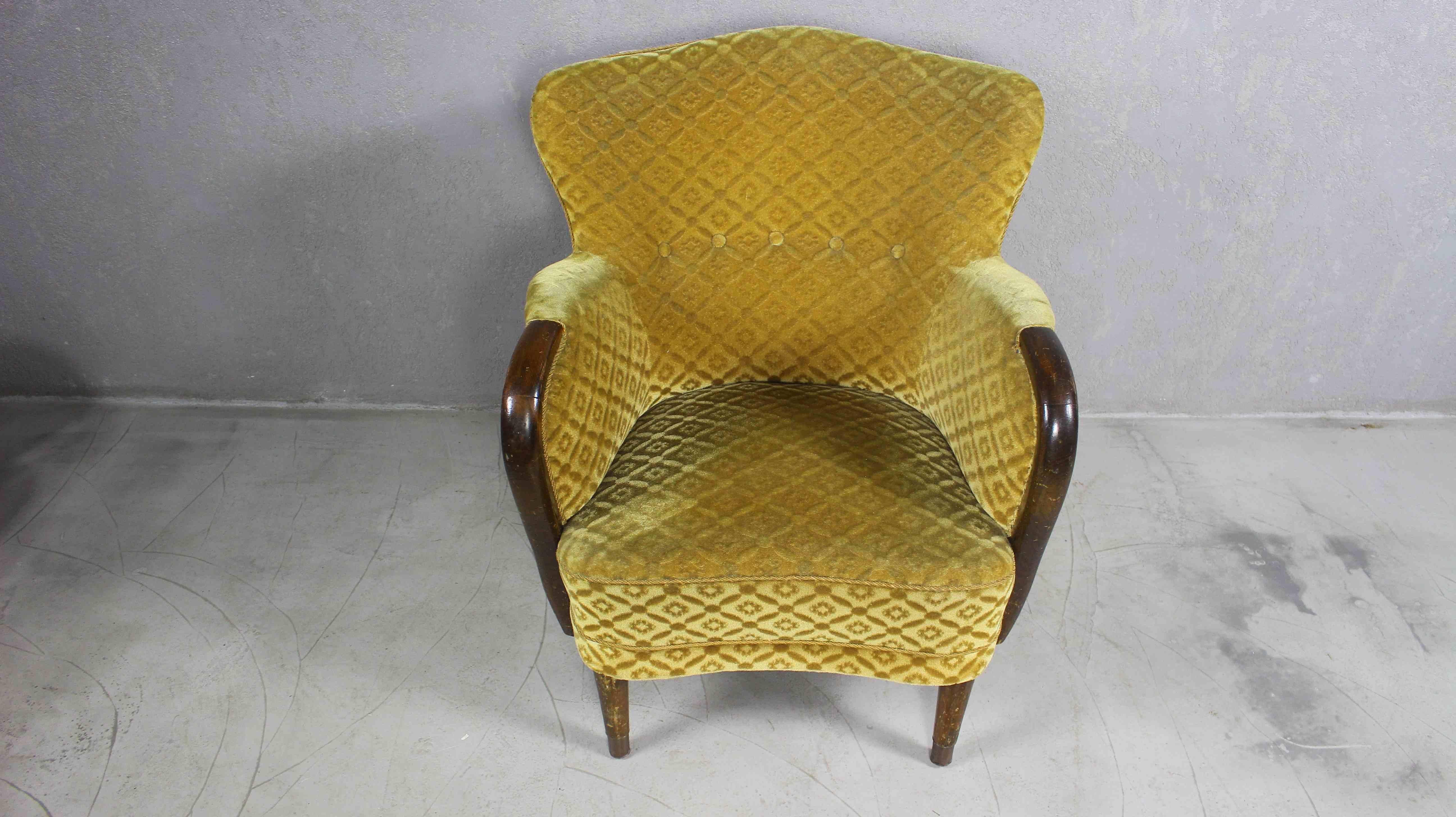 Tissu 1950s Mid Century Danish Easy Chair en vente