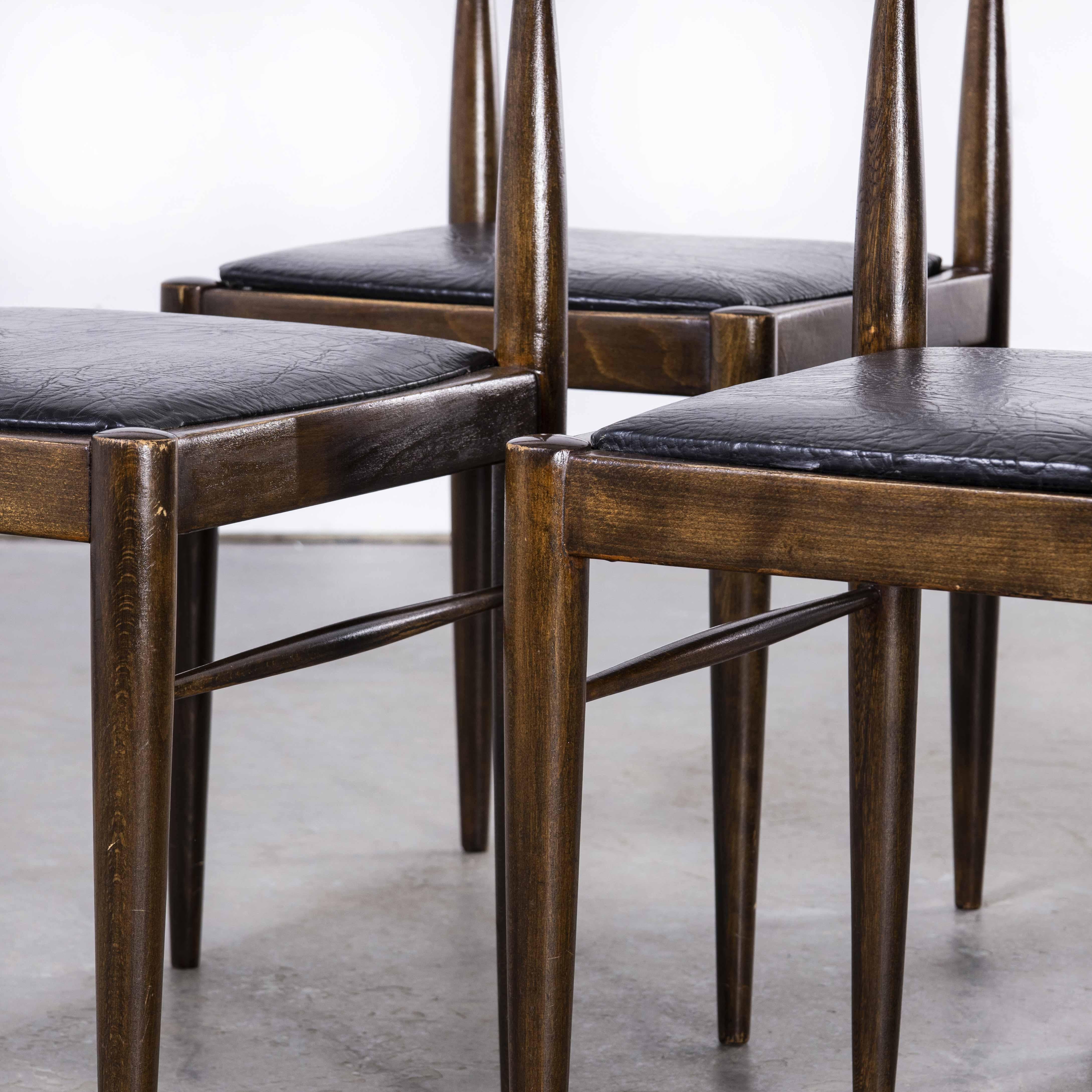 1950's Mid Century Dark Teak Dining Chairs, Set of Four For Sale 5