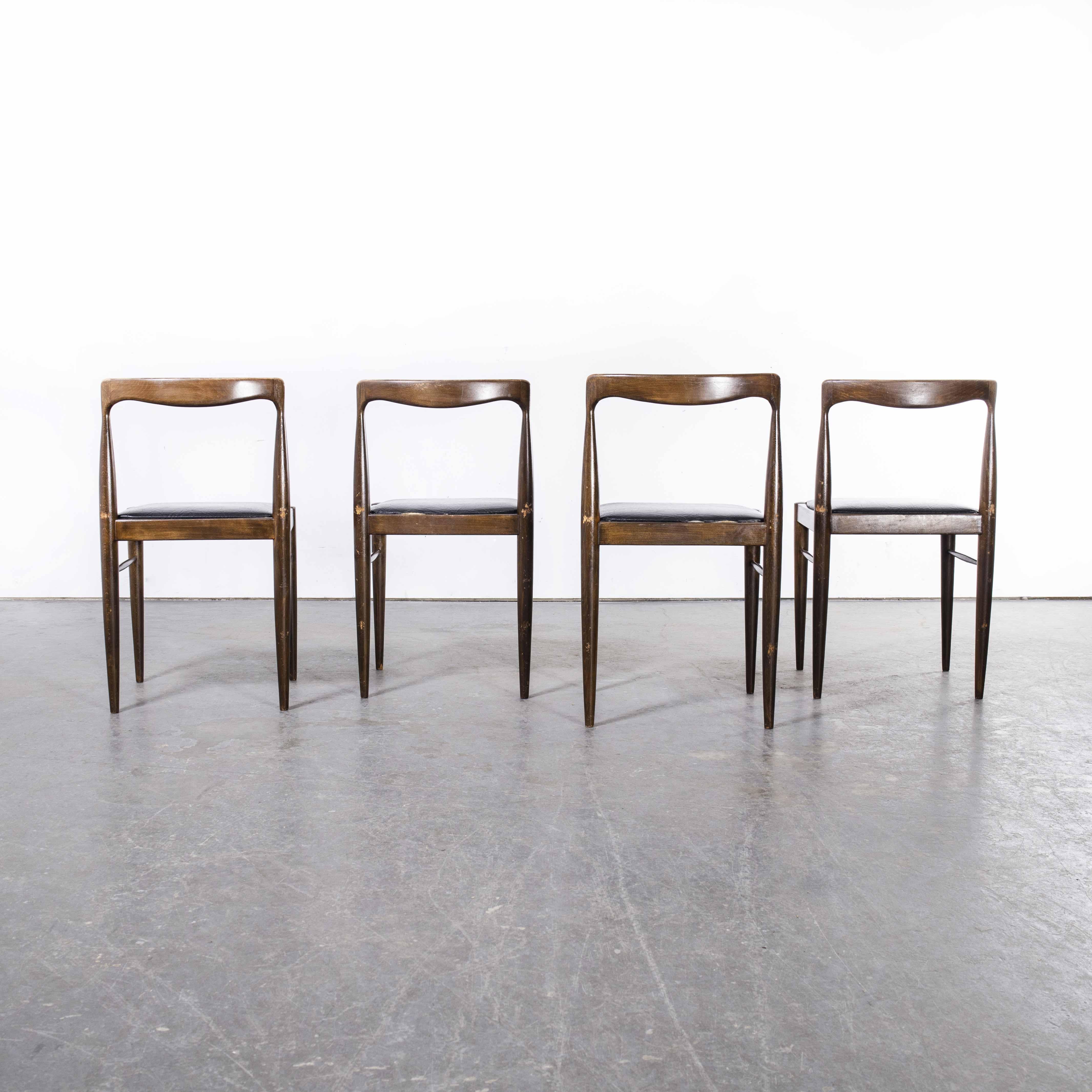 Mid-20th Century 1950's Mid Century Dark Teak Dining Chairs, Set of Four For Sale