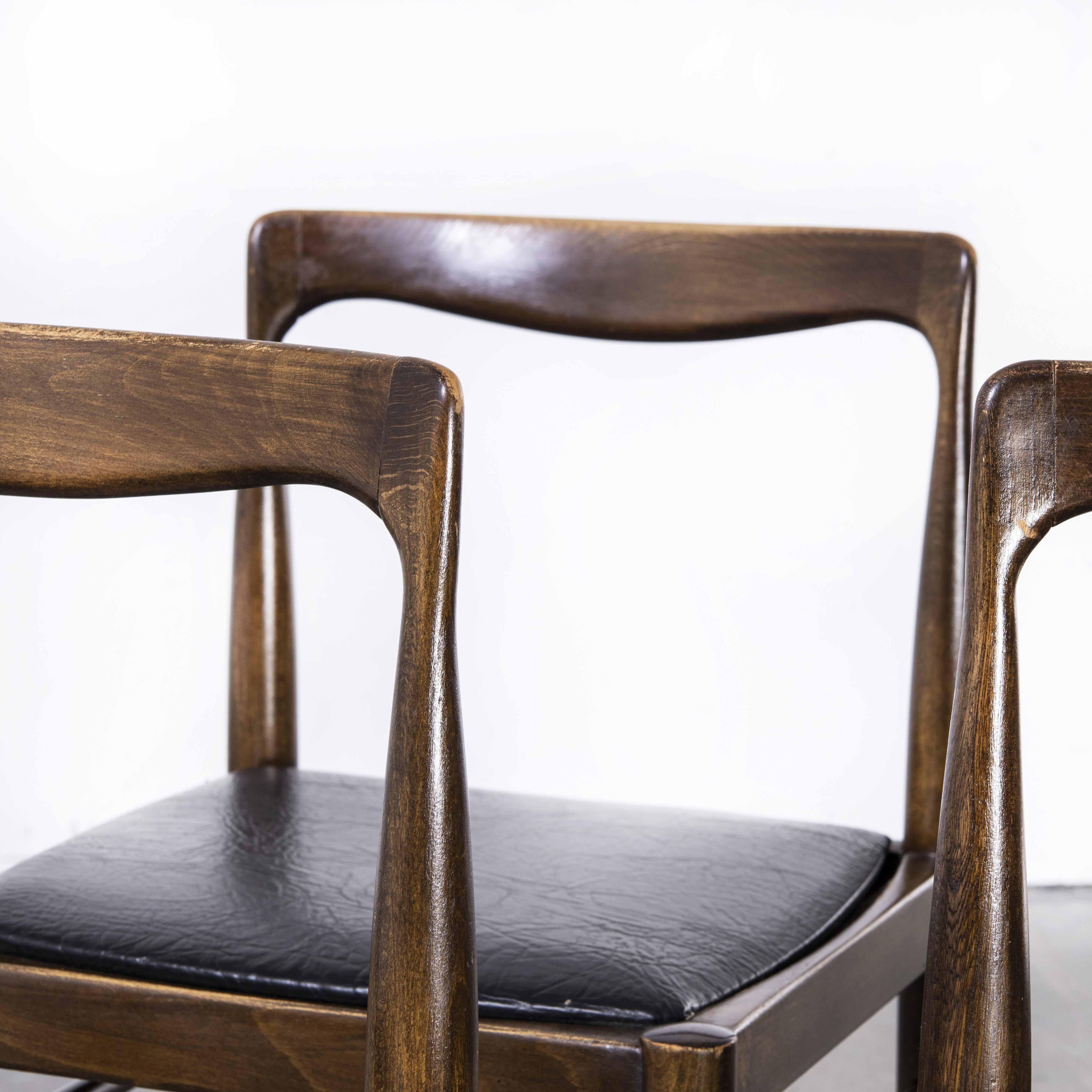 1950's Mid Century Dark Teak Dining Chairs, Set of Four For Sale 3