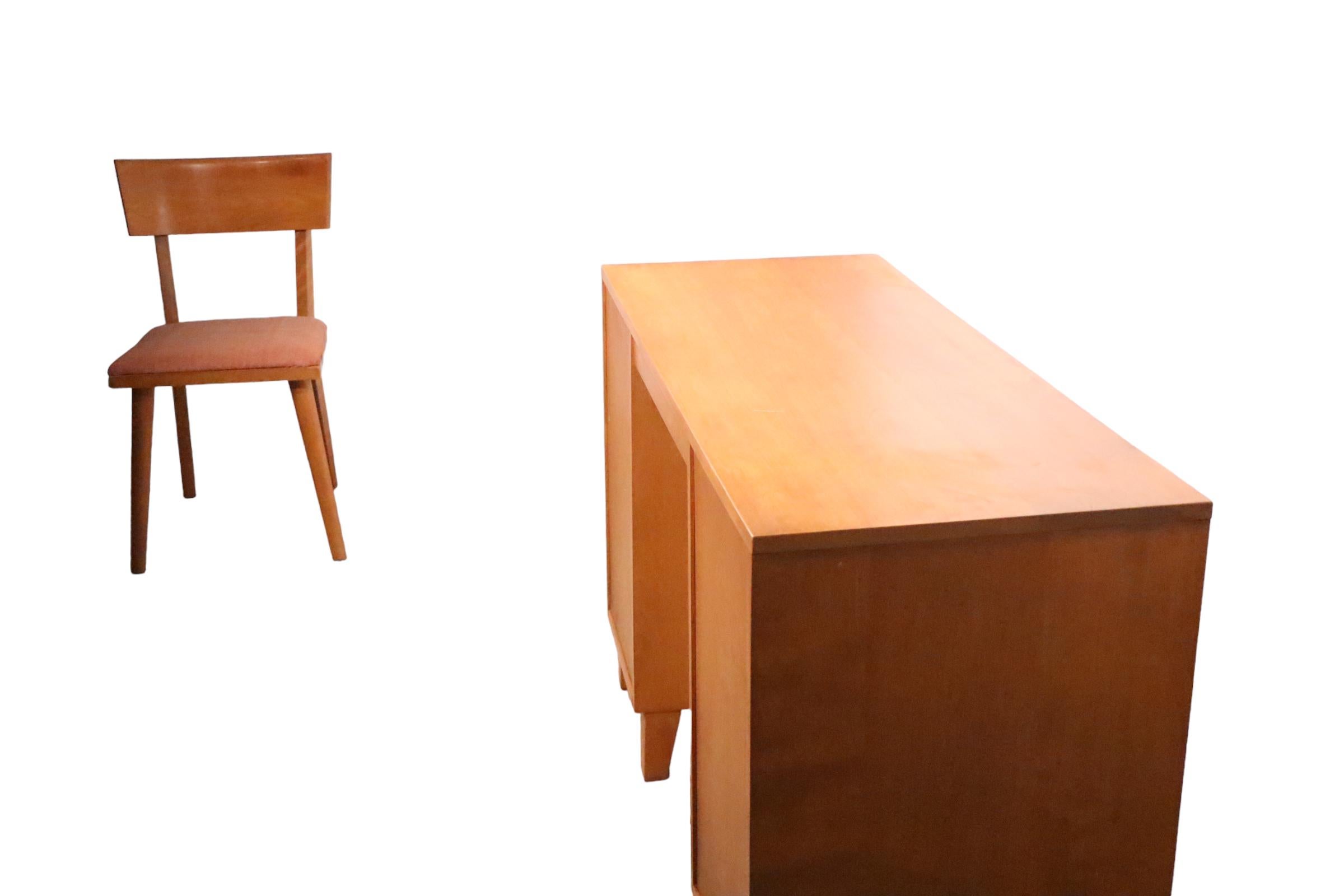 Wood 1950's Mid Century Desk and Chair Conant Ball  Modern Mates by Leslie Diamond   For Sale