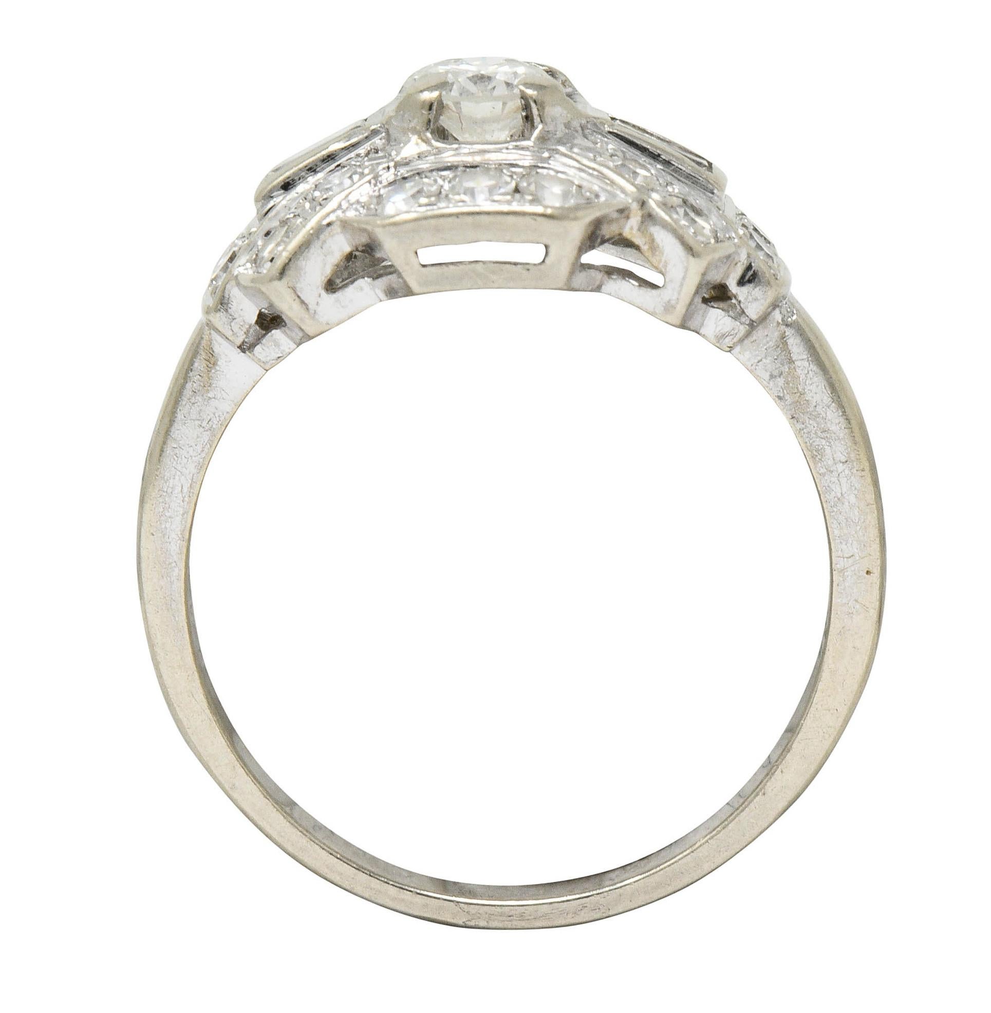 Women's or Men's 1950s Midcentury Diamond 14 Karat White Gold Dinner Ring